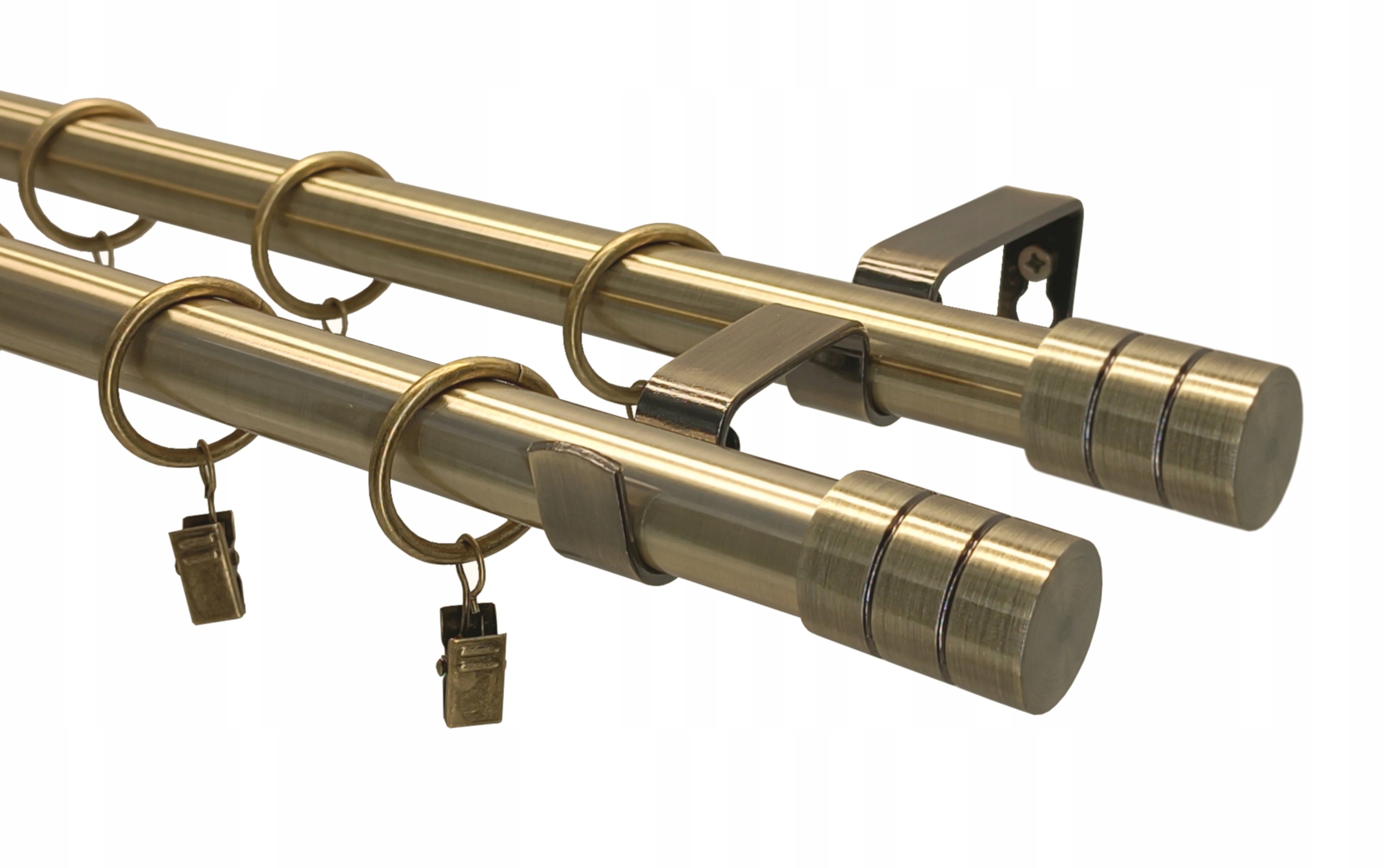 Garnýž Kovový Loft Dvojitý 19 MIX Koncovek Zlato 320 cm Galvanizovaný