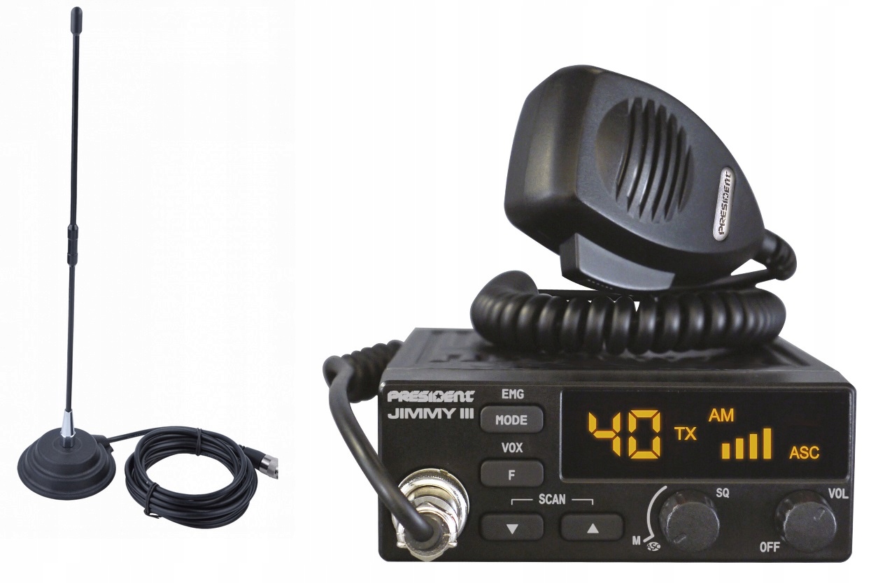 President Jimmy 3 Cb – autorádio Am Fm Asc Vox anténa Quer Fourth