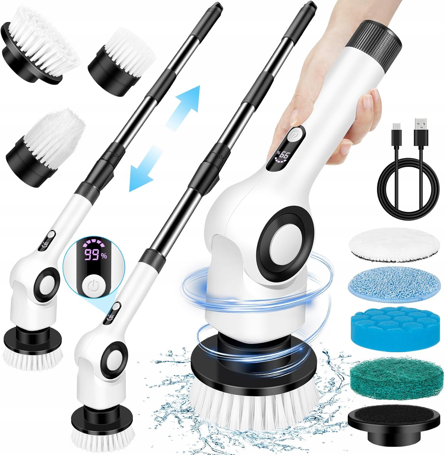 Levně Elektrický Rotační Kartáč Spin Scrubber Na Čištění Voděodolný 7V1