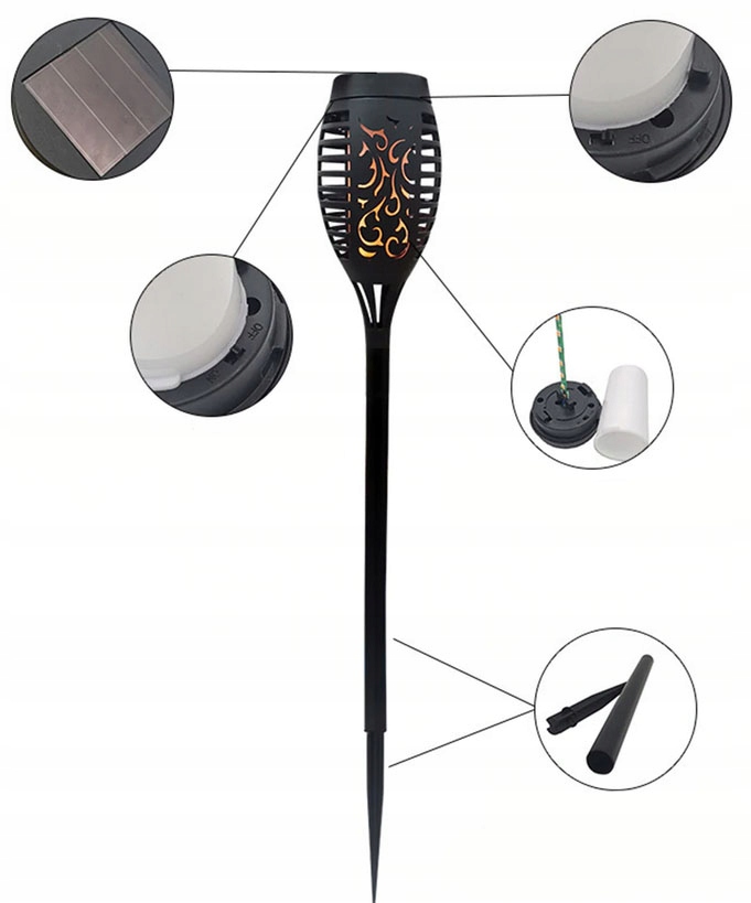 Lampa solarna POCHODNIA efekt płomień 12 LED P-200 Marka POLIFACH