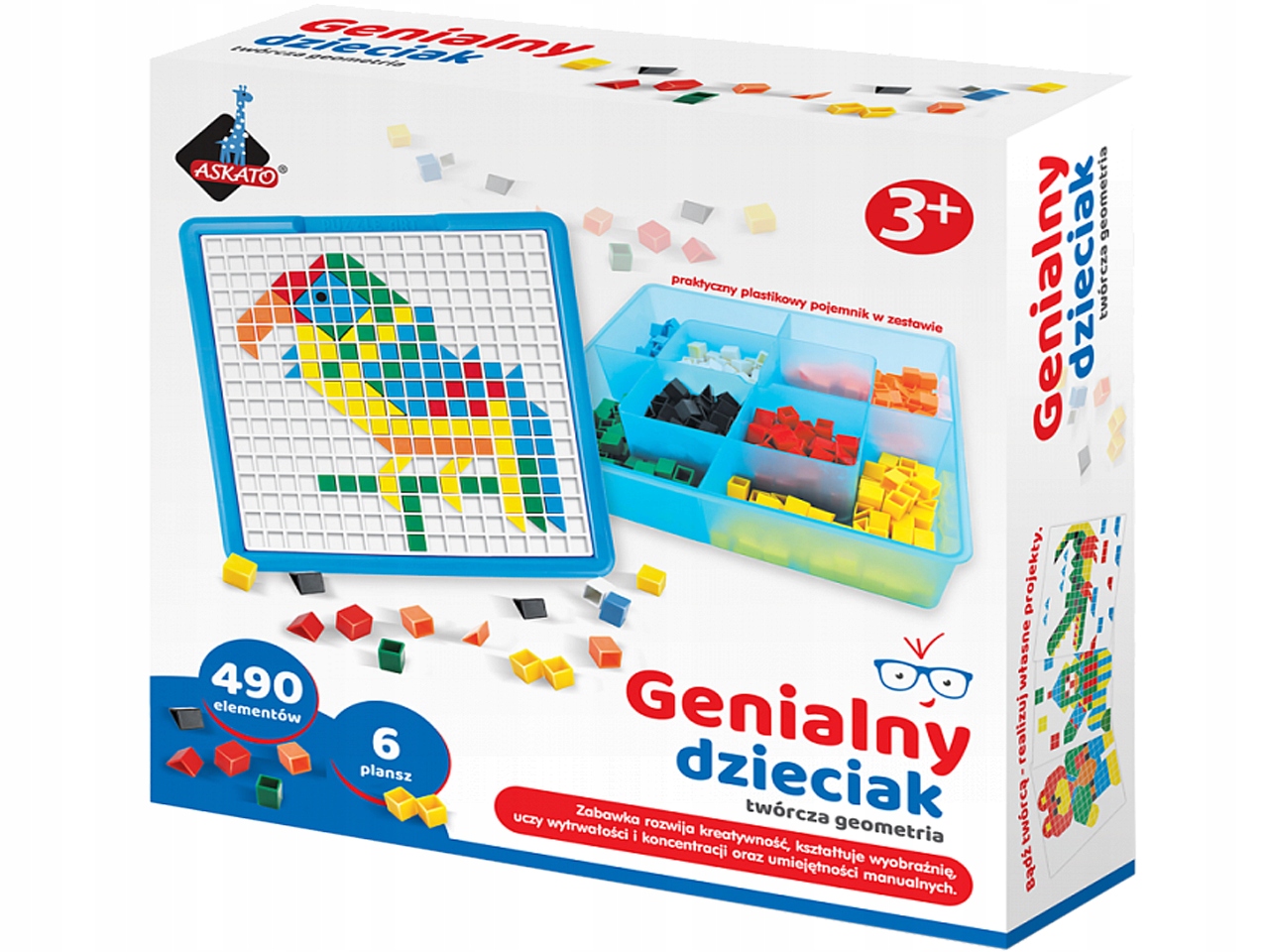 ASKATO TWÓRCZA GEOMETRIA MOZAIKA UKŁADANKA 490el Materiał plastik