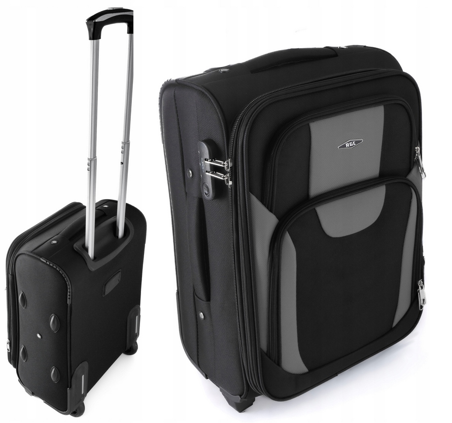 Walizka Mała Podróżna Bagaż Na 2 Kółkach Rgl Codura Bagaż Czarno-szara