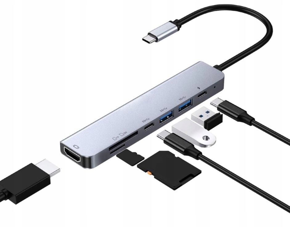 

Adapter Hub Usb-c 3.0 Hdmi 4K 60Hz Sd/tf Pd 7w1