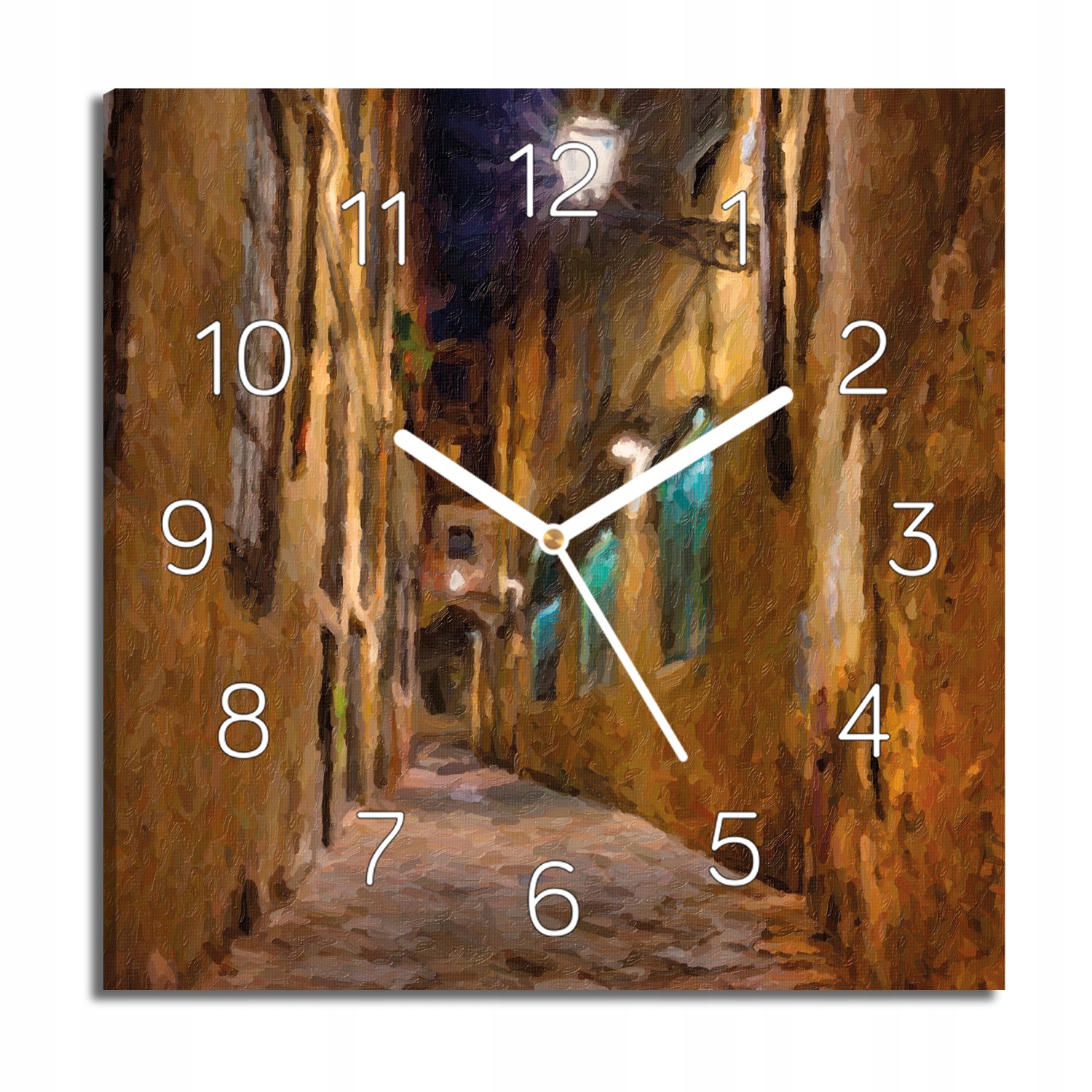 hodiny na obraze Alejka noc ulice do kuchyně 30x30