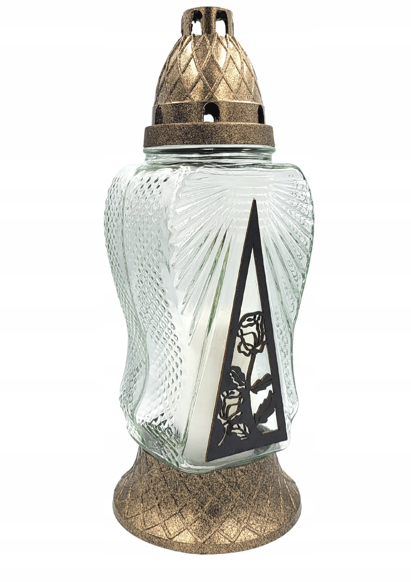 

Znicz na grób Lampion szklany Apl. Róża Czarna