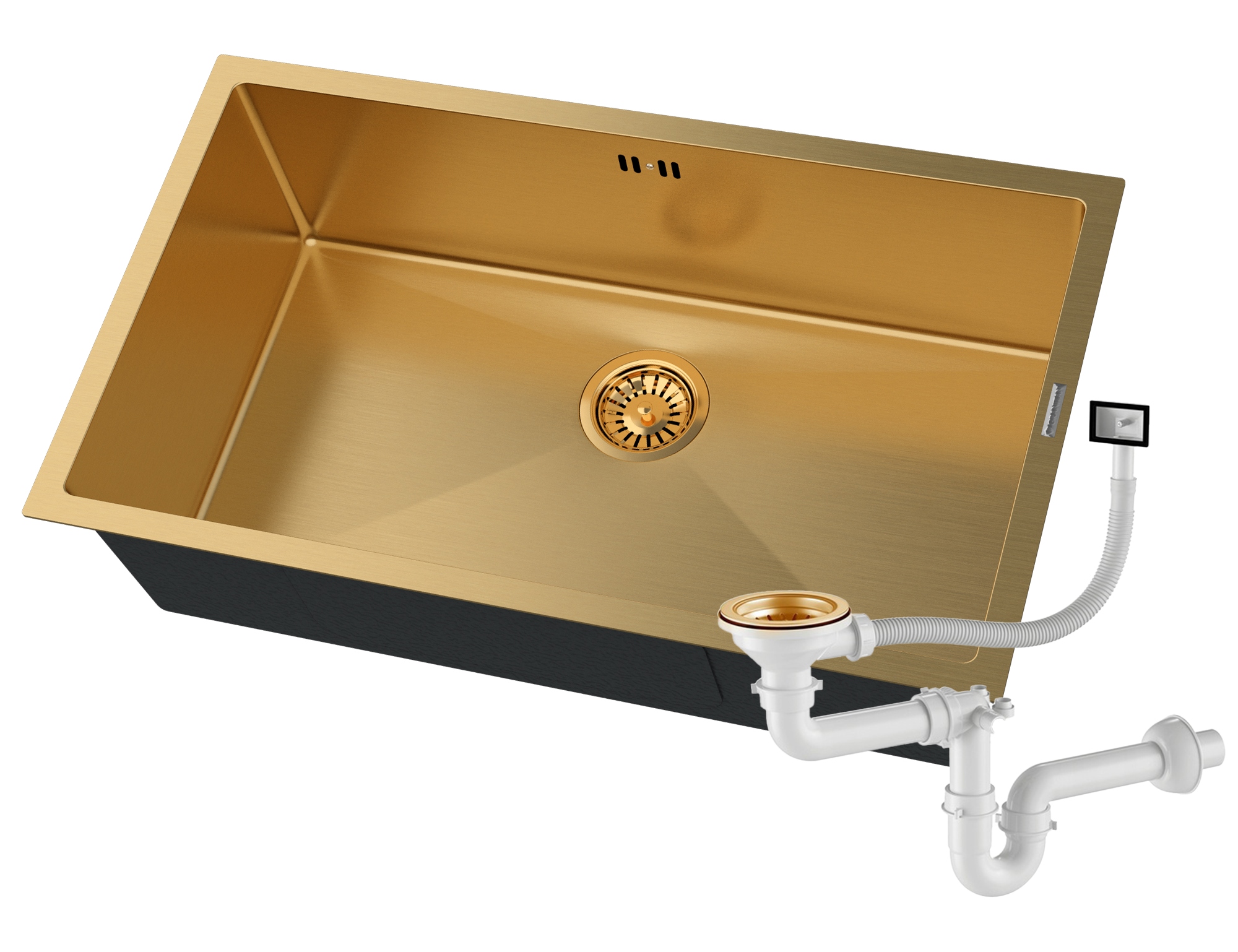 Podpultný Oceľový Drez S Veľkou Jednokomorou Zlatý BARI74