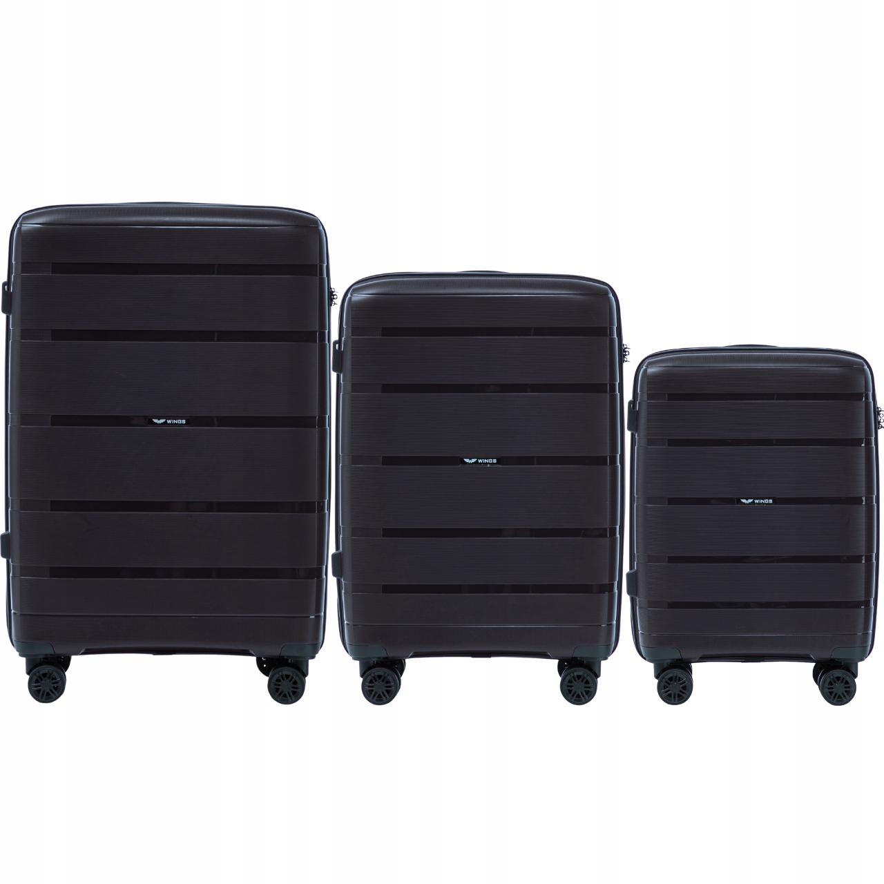 Sada 3 kufrů Wings Hawfinch 3.0 Black Sada pevných cestovních zavazadel