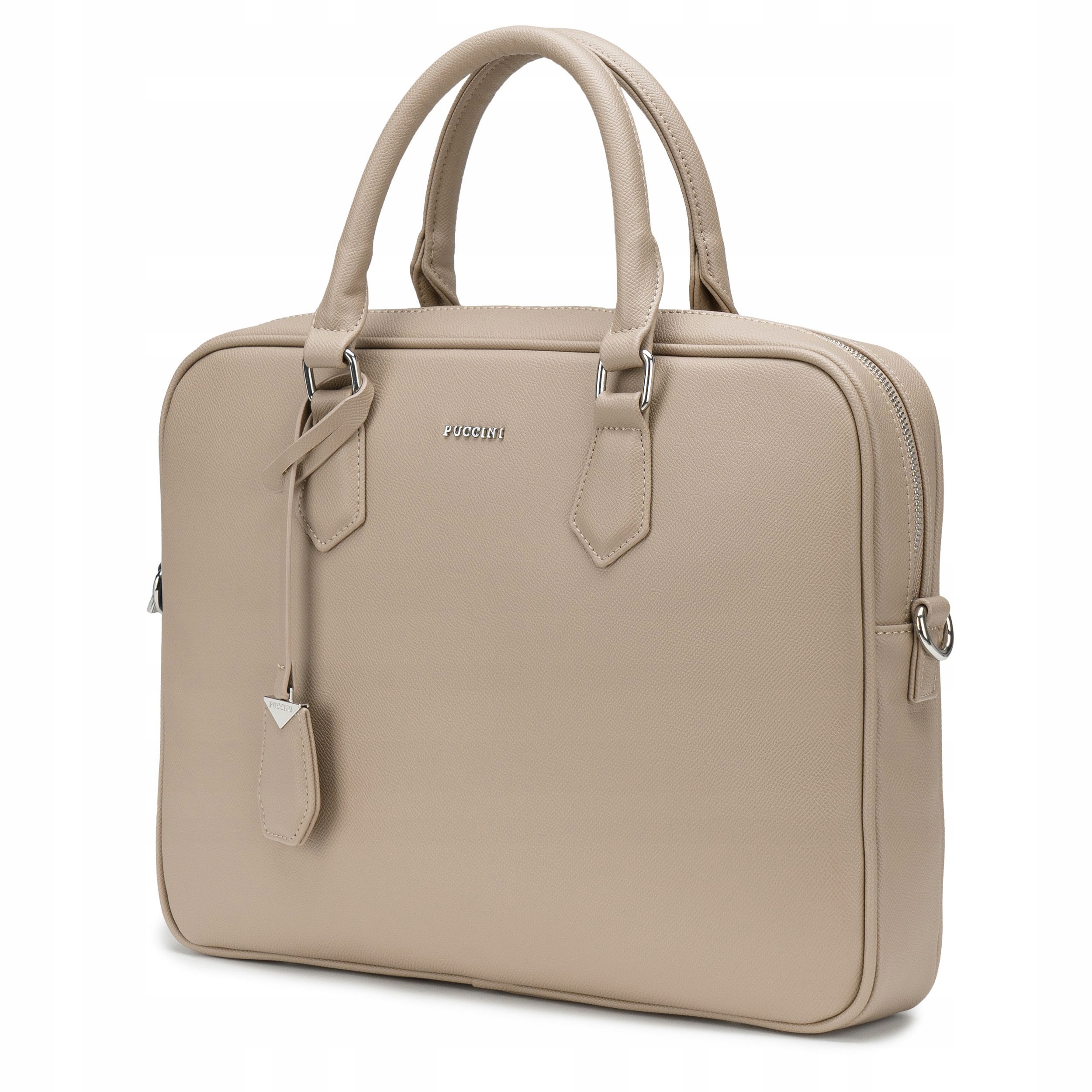 Torba Na Laptopa Damska Z Paskiem do Pracy 15'' Puccini Beżowa BLXP0128L-6A