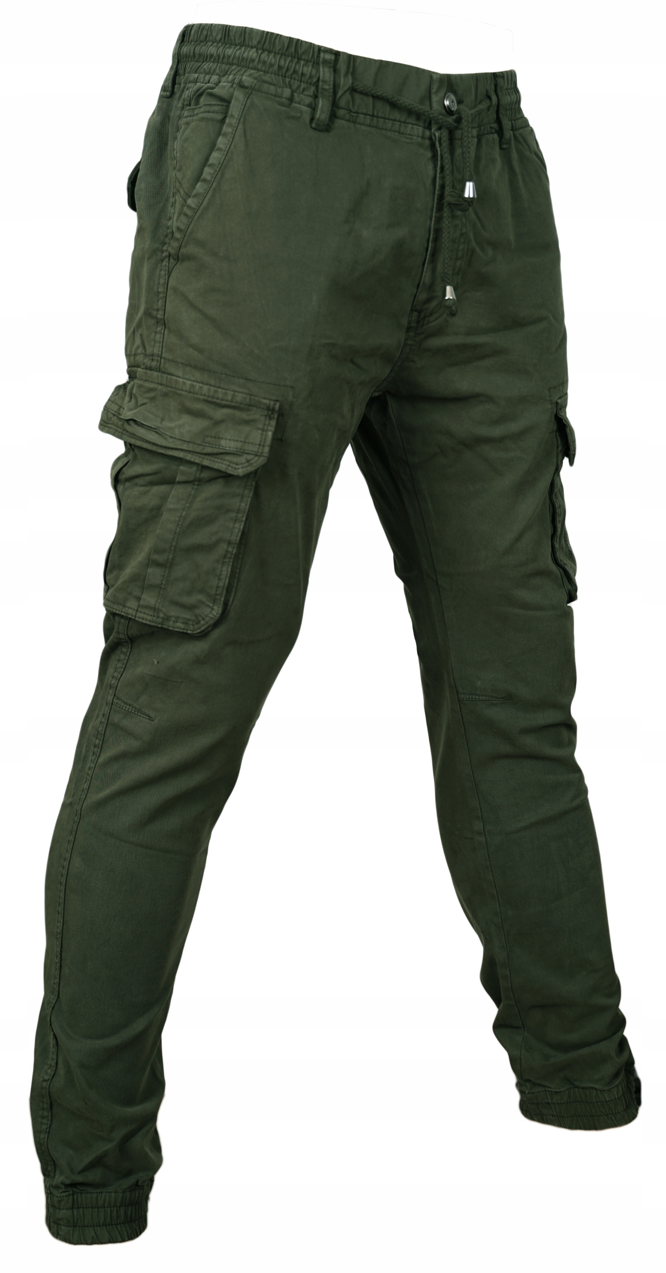 Spodnie Męskie Bojówki Joggery Zielone Khaki Robocze Cargo Kieszenie W38