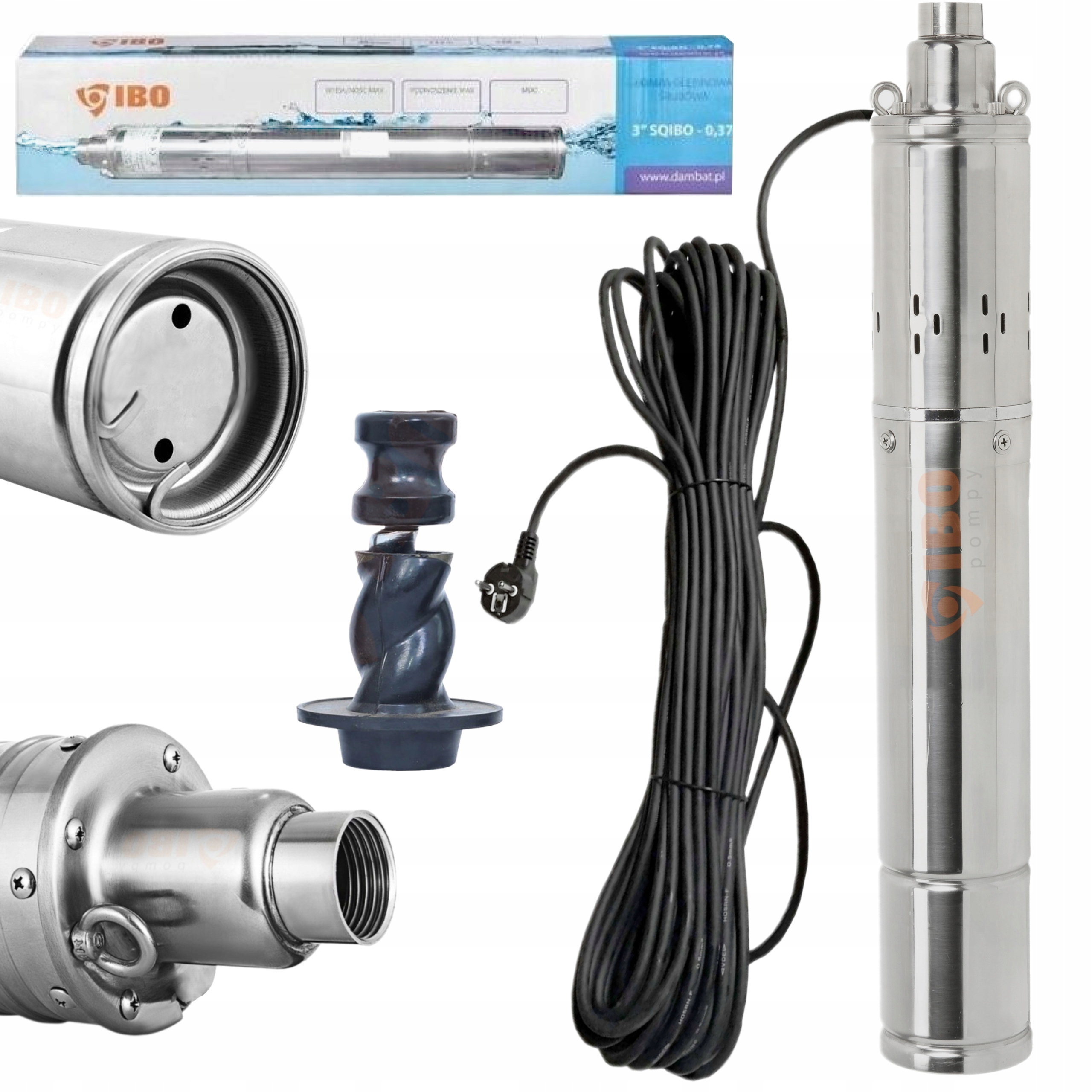 Ibo Ponorná Skrutková Pumpa 3'' Sqibo 0,37 kábel 15 m 370 W 30 L/min 1800 L/h