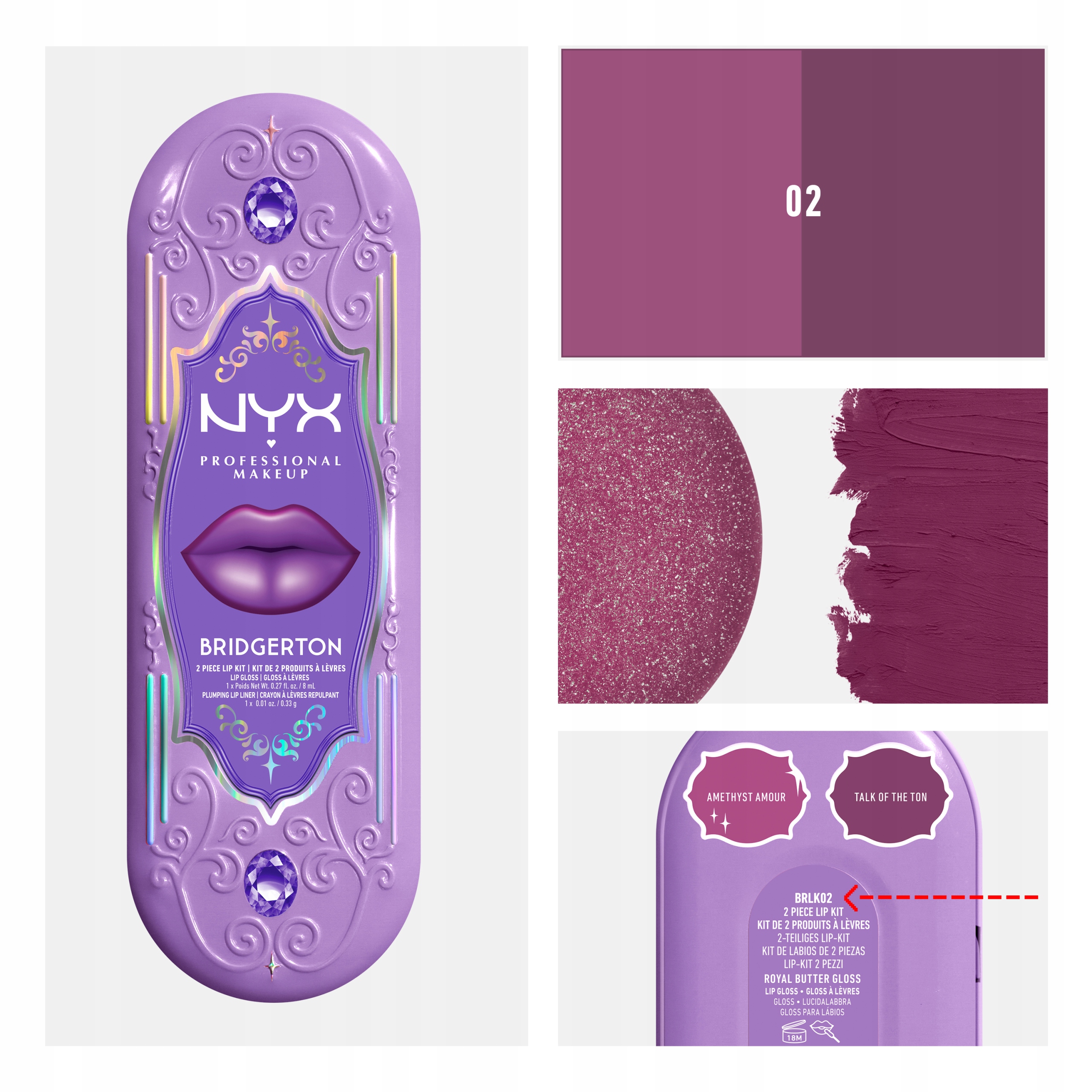 NYX бріджертон набір для макіяжу губ блиск + контурник 02 — фото 7