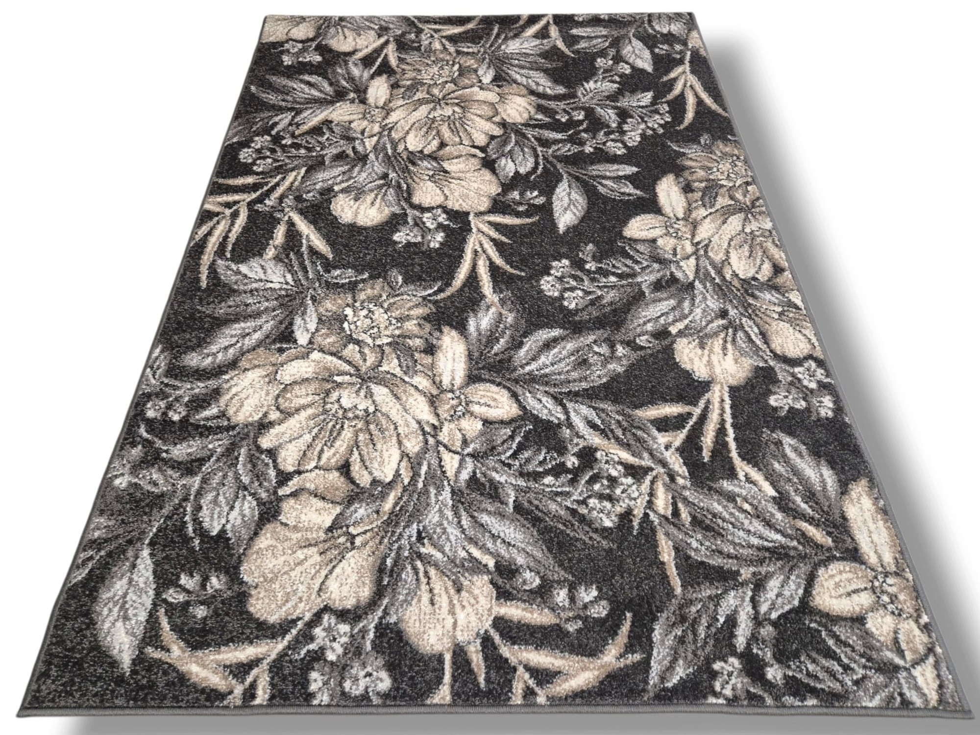 Dywan Petra 200x300 szary w kwiaty motyw florystyczny botaniczny rustykalny