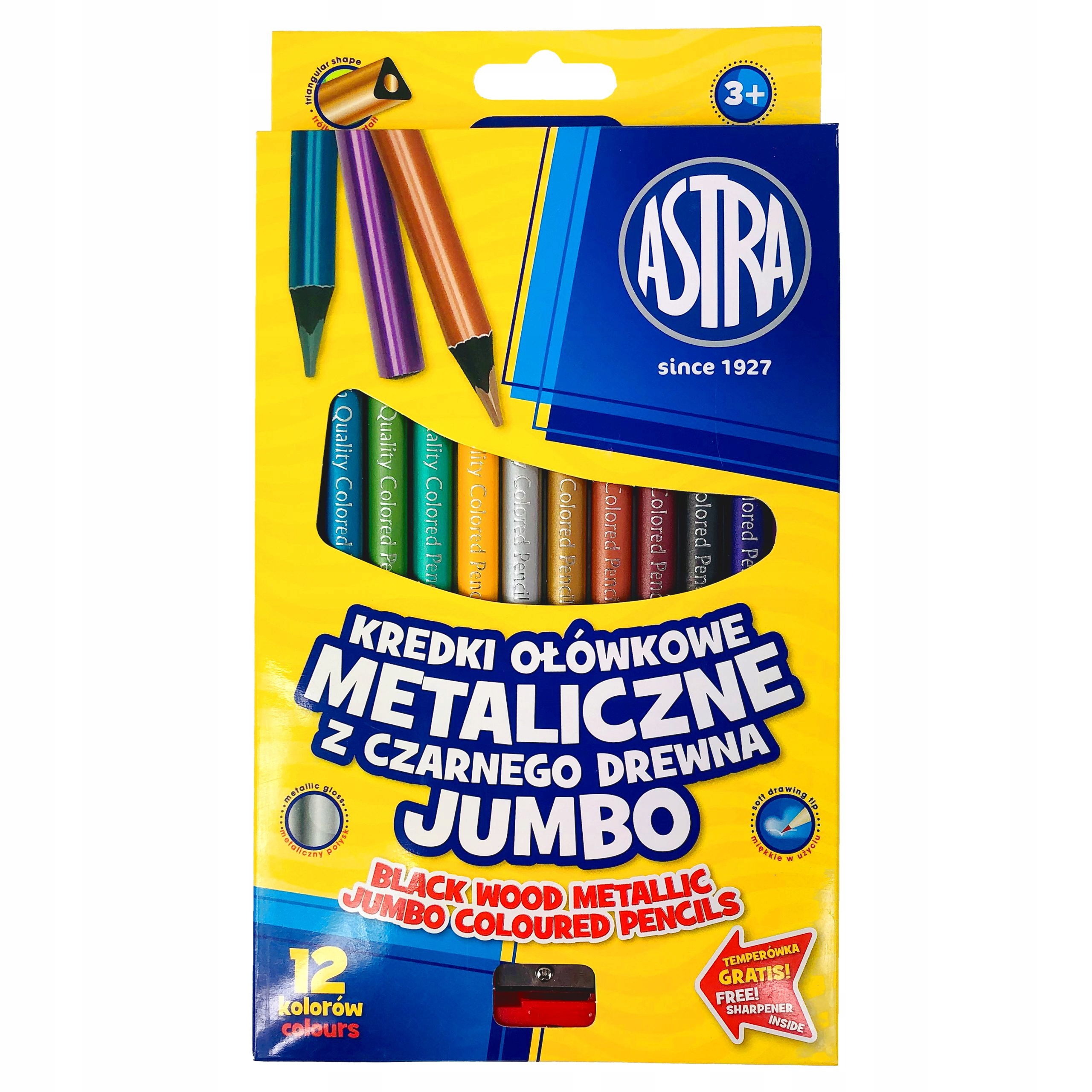 

Kredki Szkolne Ołówkowe Metal. Jumbo 12 Kol Astra