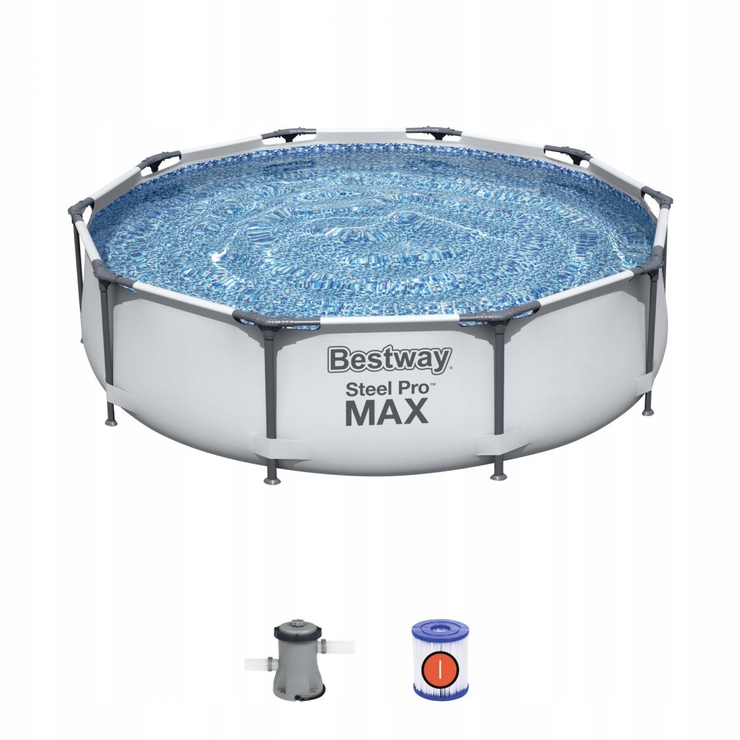 Basen Stelażowy Steel Pro Max 305x76 Okrągły 10FT Bestway 3w1 56408