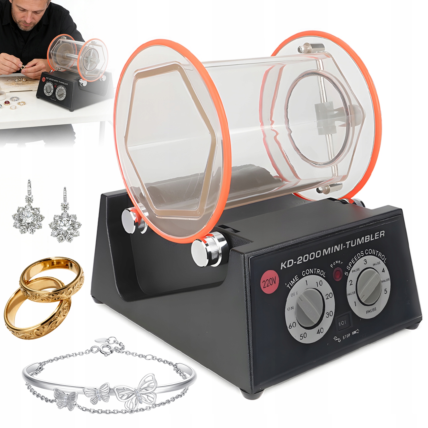 Bubnová Leštička 60 W: 5 Rychlostí, Otočný Hrnek 5 Kg Na Kovy A Dřevo