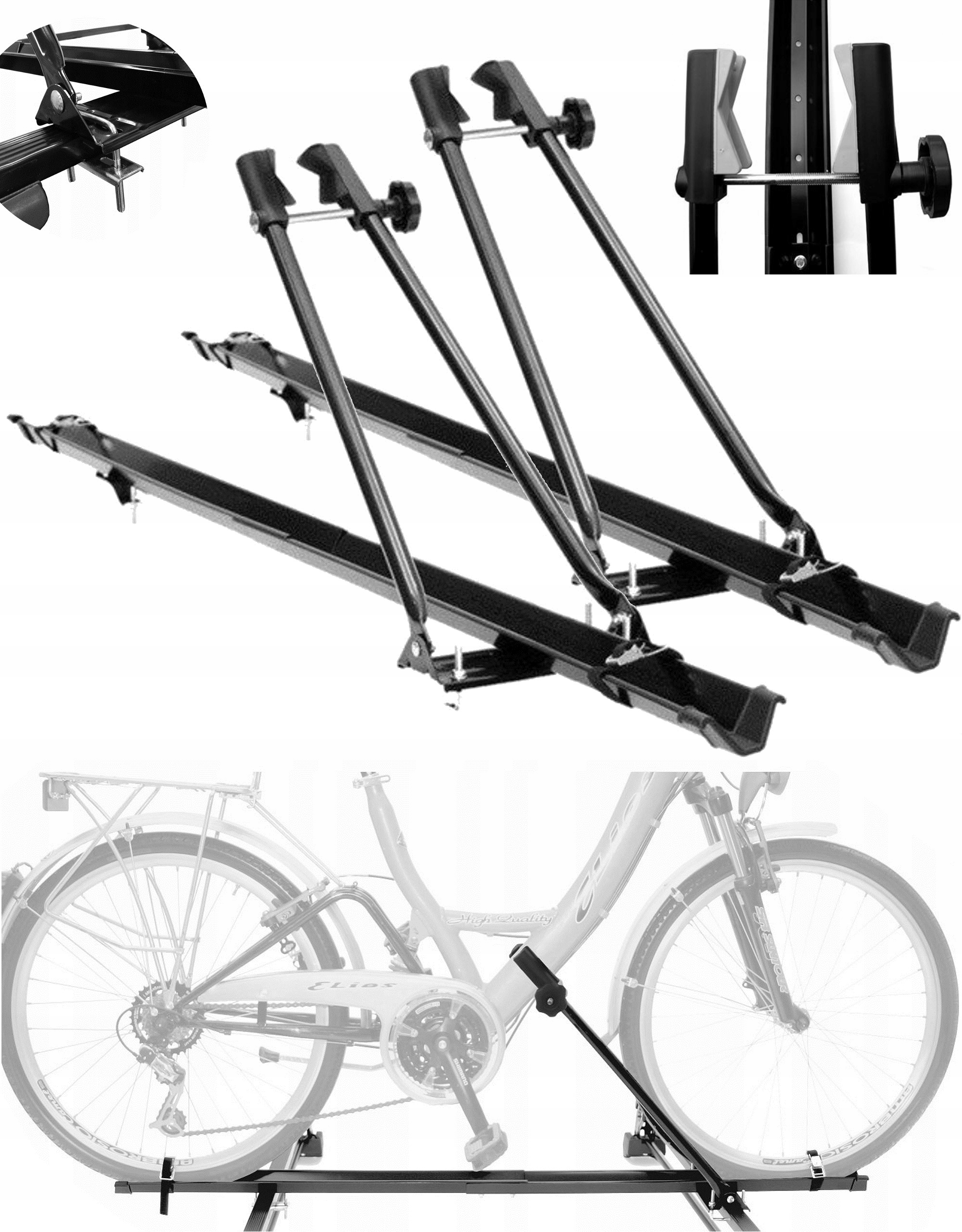 

2x Bagażnik Uchwyt Rowerowy Na Dach Uniwersalny