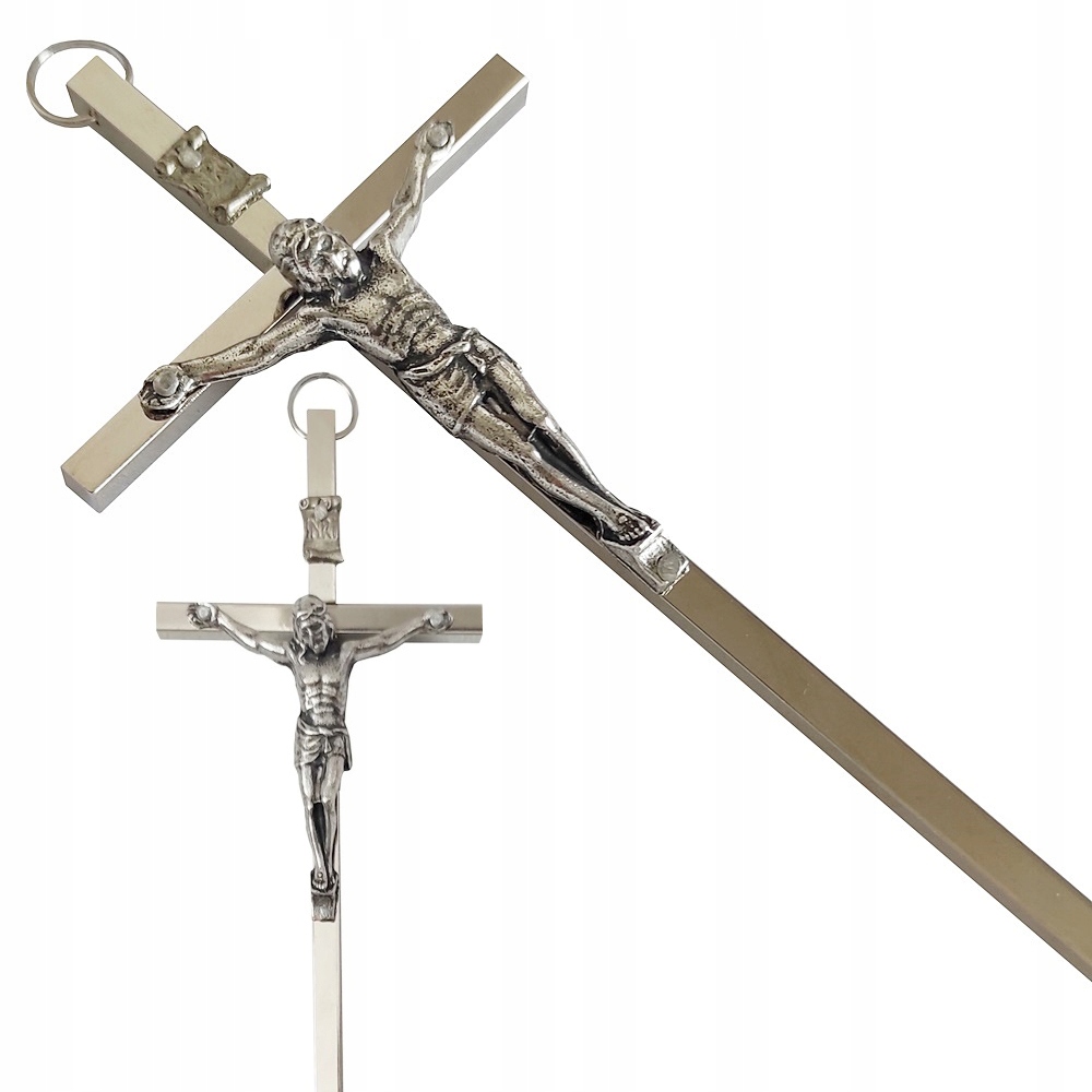 

Krzyż Metalowy Srebrny Wiszący Na Ścianę 13 CM