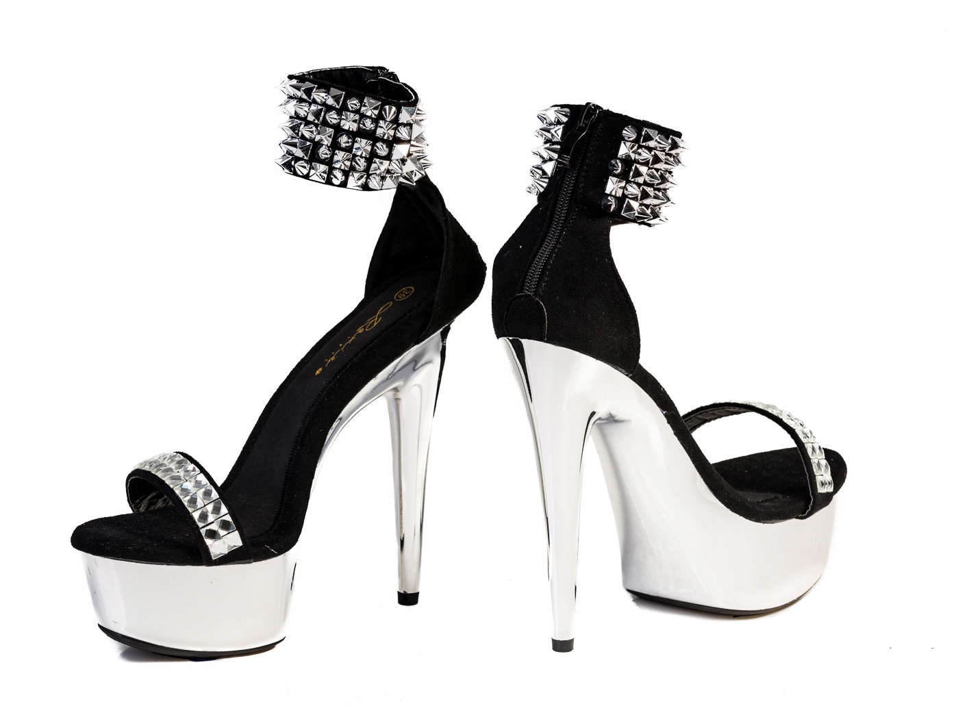 

Buty Szpilki Lustrzane z ćwiekami Sandałki r. 35