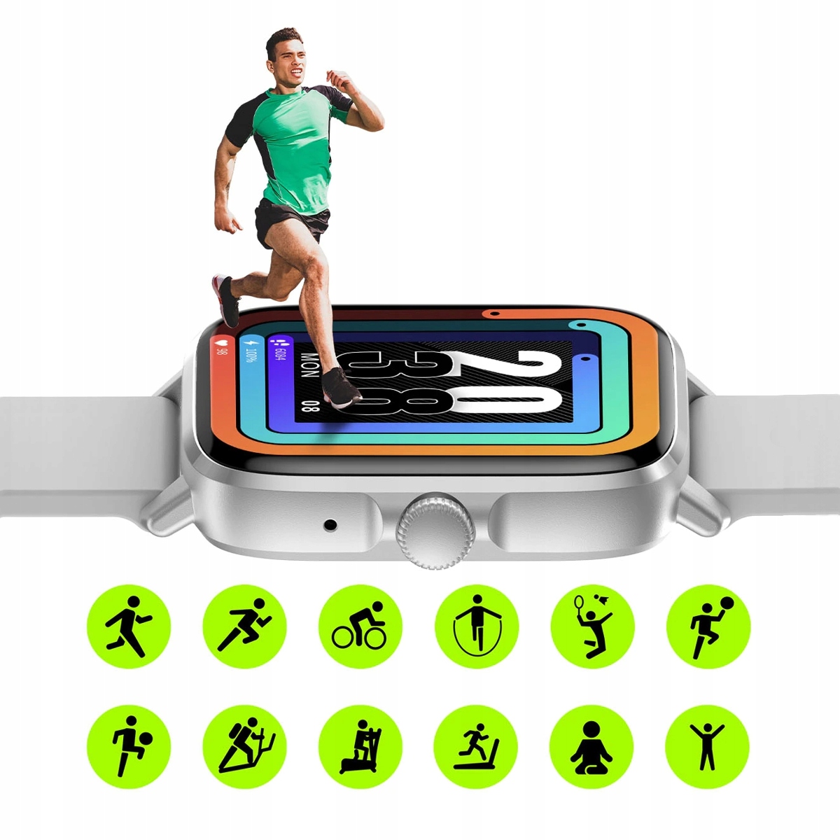 SMARTWATCH DAMSKI ROZMOWY 2 PASKI SPORT NFC 1,9LCD Wodoszczelność 30m = WR30