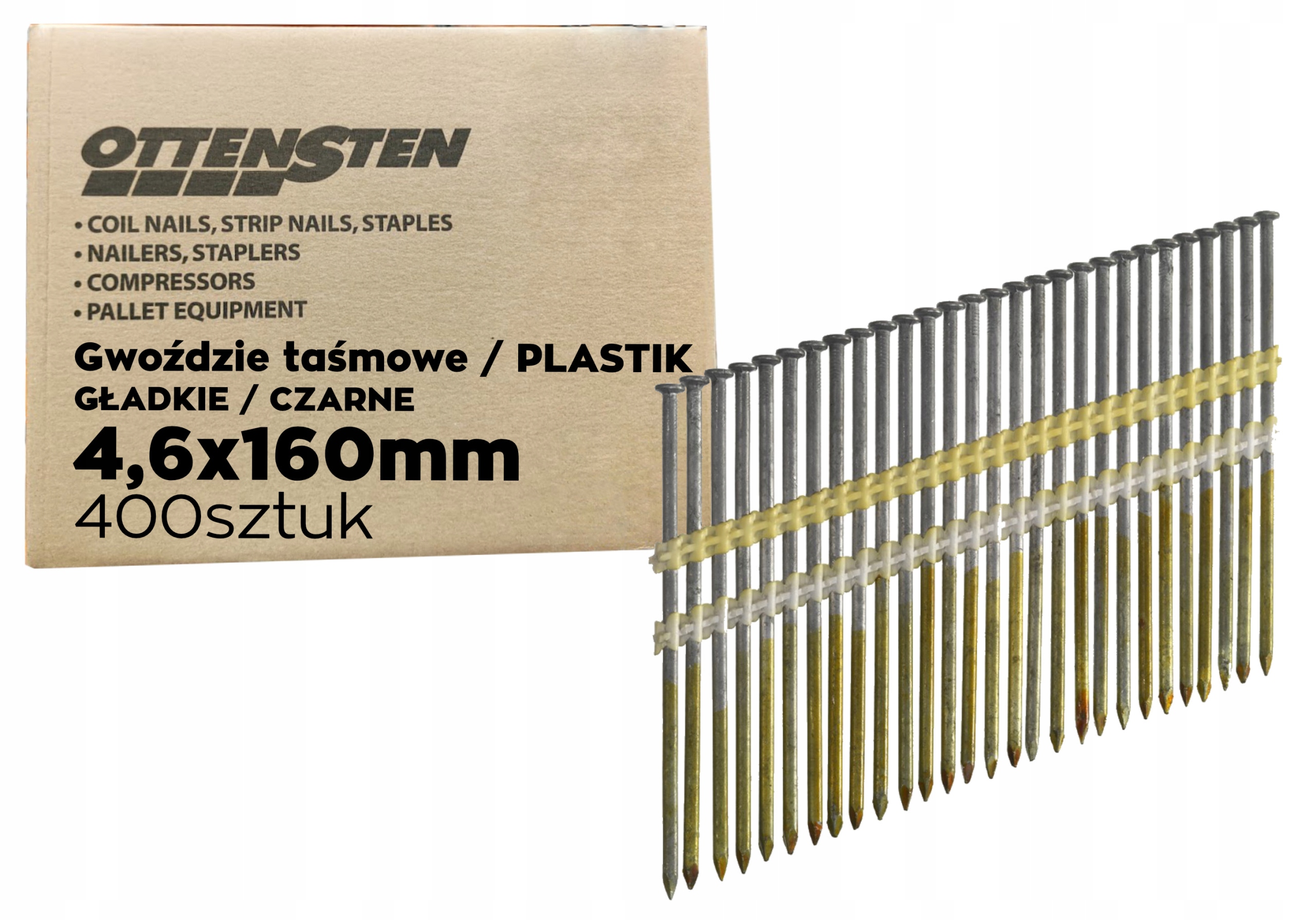 

Gwoździe Łączone Plastikiem 4,6X160mm 0,4tys