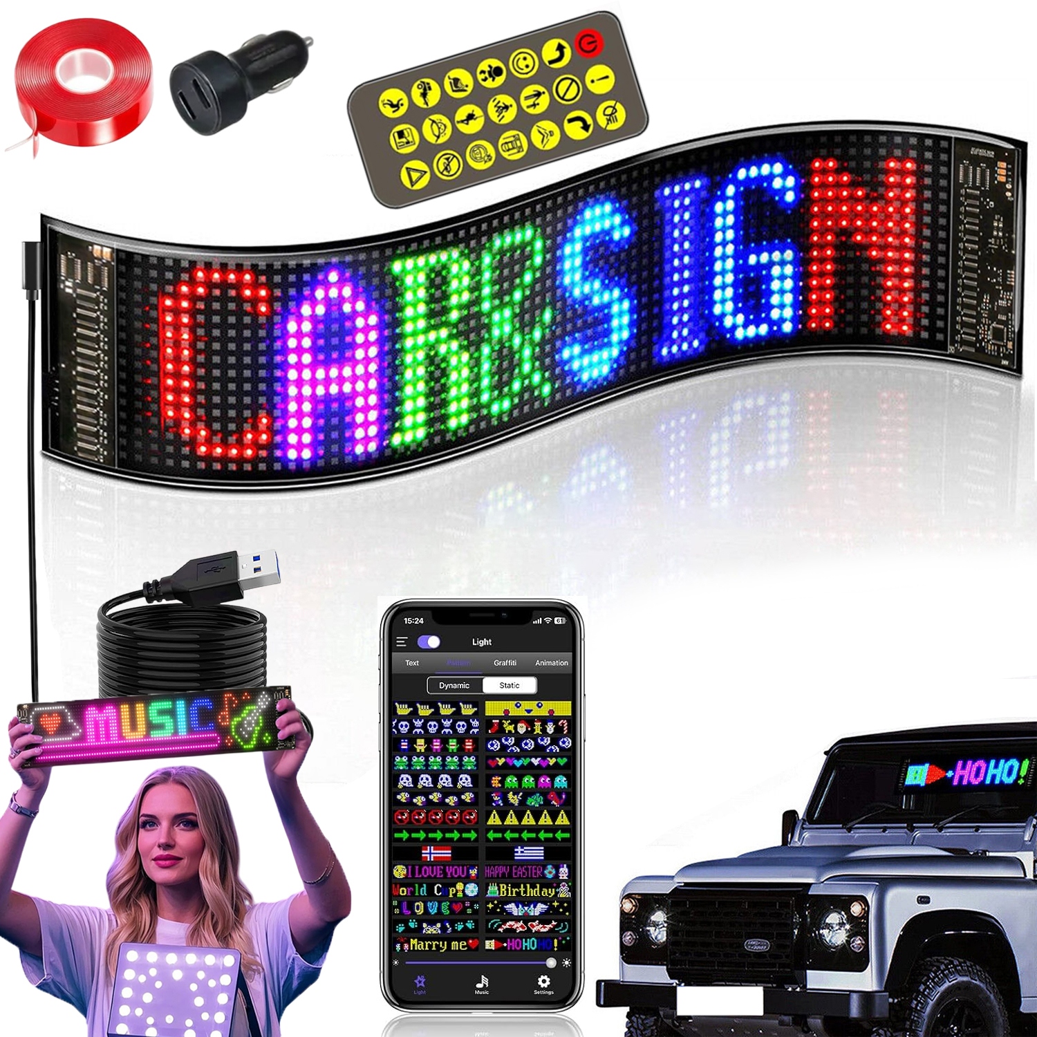 Flexibilní Led Displej, Reklamní Obrazovka Do Auta Voděodolná