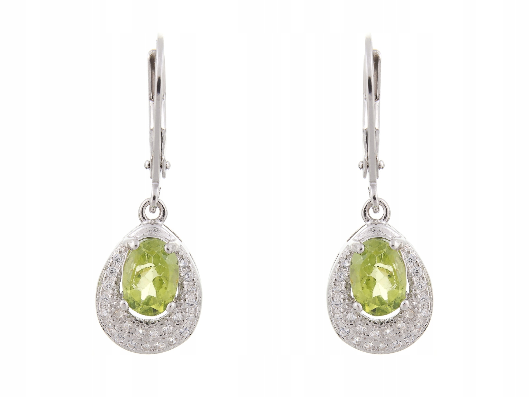 Stříbrné Visací Náušnice Rhodiované Peridot Přírodní