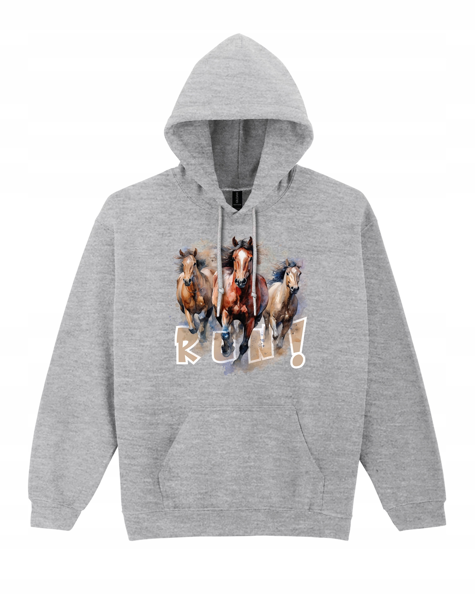 Mikina s kapucí Cválající koně Zvířata Šedá XL