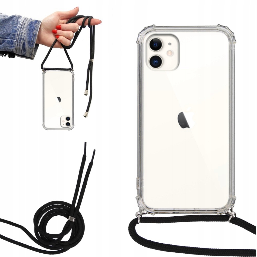 

Etui Crossbody do Iphone 11 Czarny Sznurek Smycz