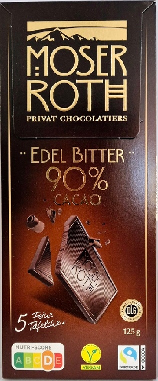 Moser Roth Edel Bitter 90% czekolada gorzka 125g (4061462044809) • Cena ...