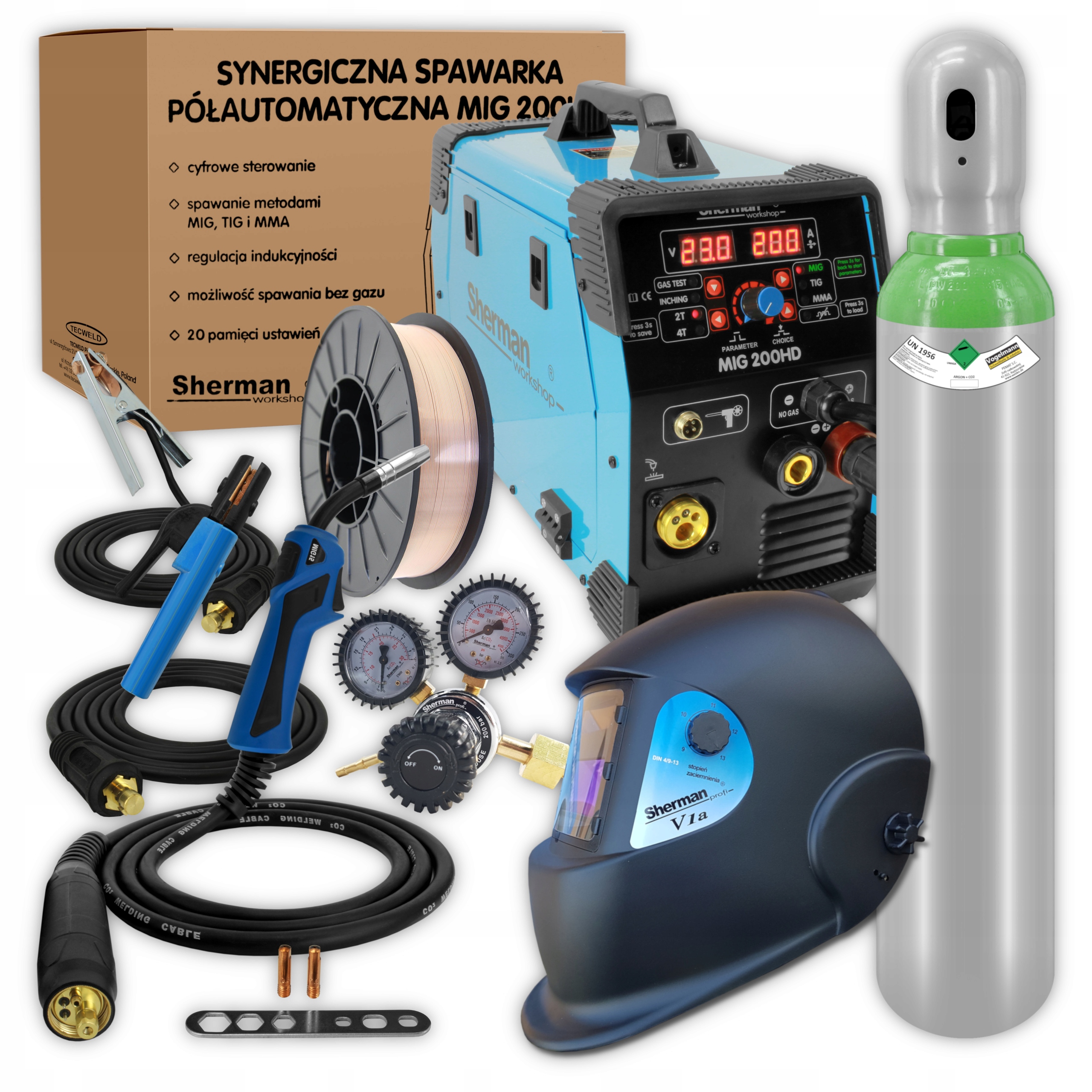 

Zestaw Spawarka 200A Migomat Mig Mma Synergia