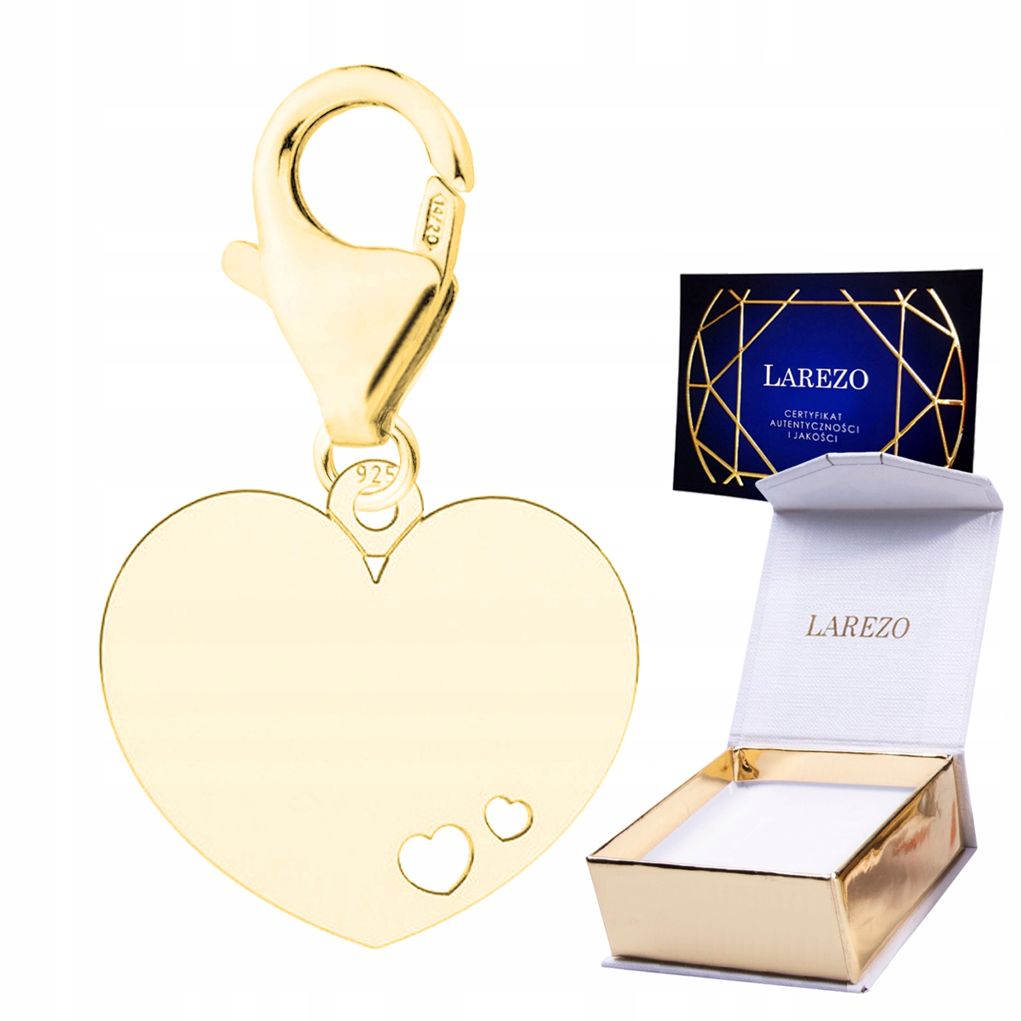 Přívěsek Zlatý Závěsný Velké srdce Srdíčko Plech Dvě srdce Stříbro 925