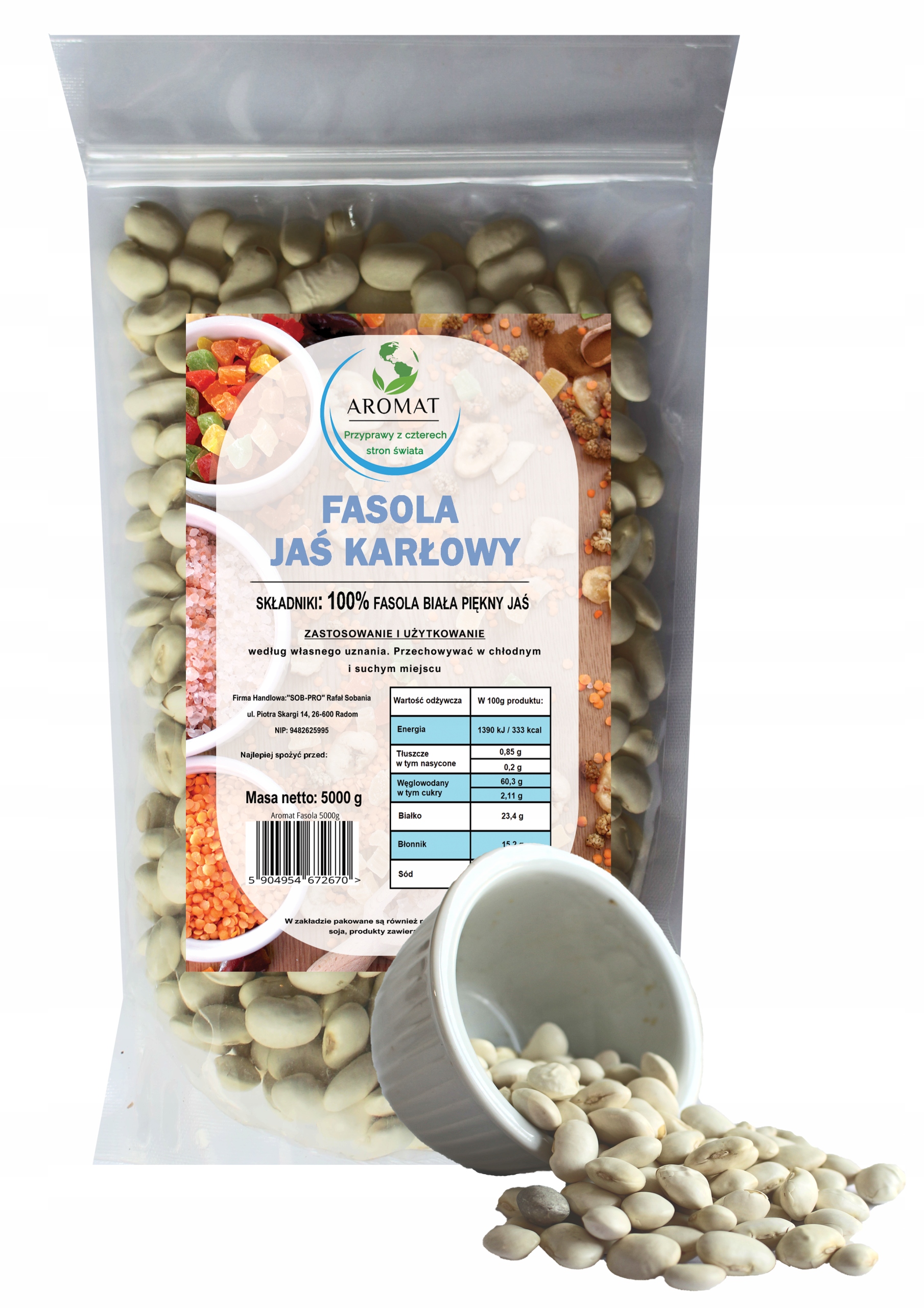 Fazole Bílá Jeníček Krásný Trpasličí Jeníček Přírodní kvalita 5kg Aromat