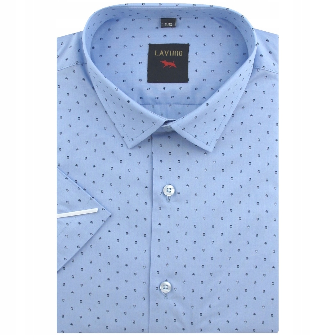 Koszula Męska Wizytowa Niebieska we Wzorki Duża Laviino R247