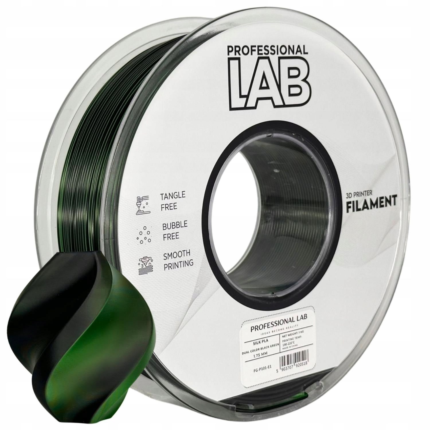Silk Pla Dual Color black green Prof. Lab