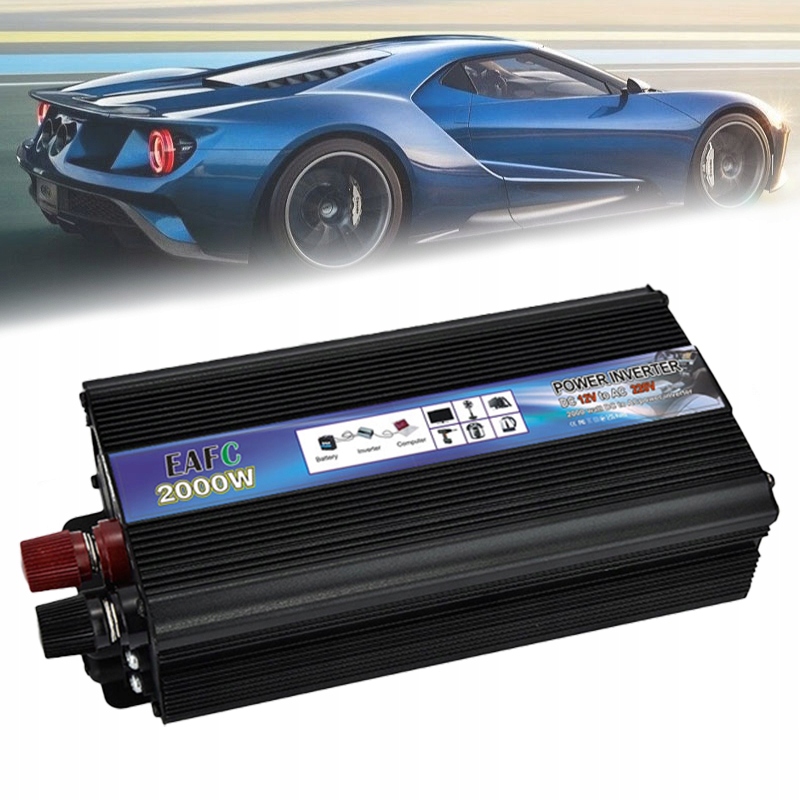 Menič Napätia 12V Na 230V 1000W/2000W S Usb Modifikovaná Sínusová Vlna