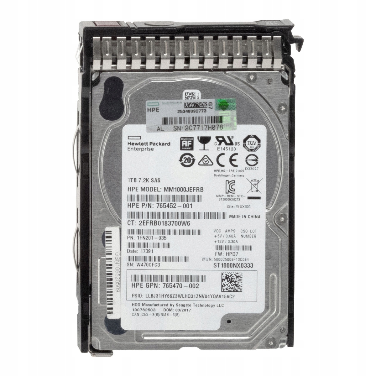 Hp MM1000JEFRB 1TB 7.2K Sas 765452-001 765470-002 ST1000NX0333
