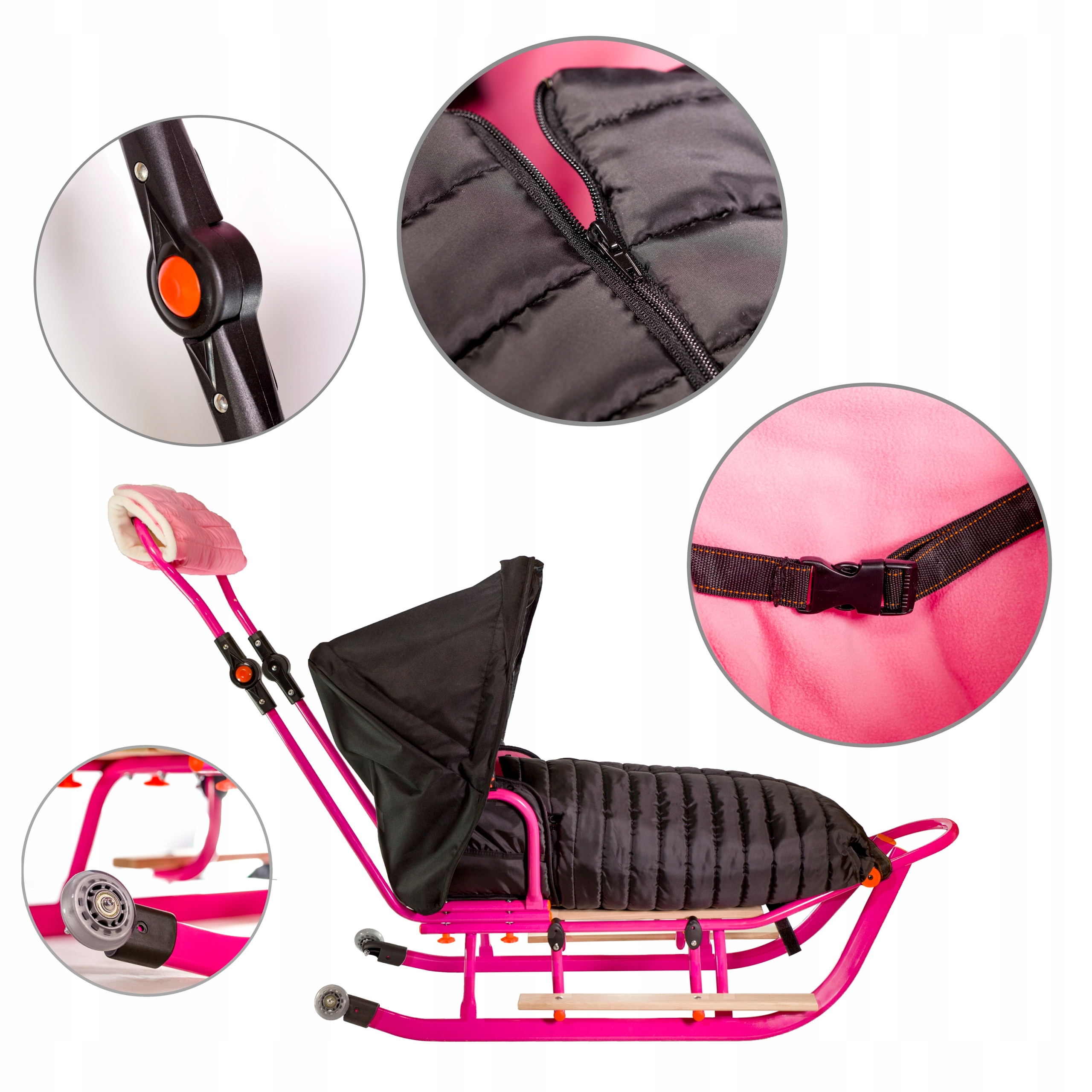 Metalowe sanki tradycyjne - pasy bezpieczeństwa - 3 in 1 Marka Pozostałe