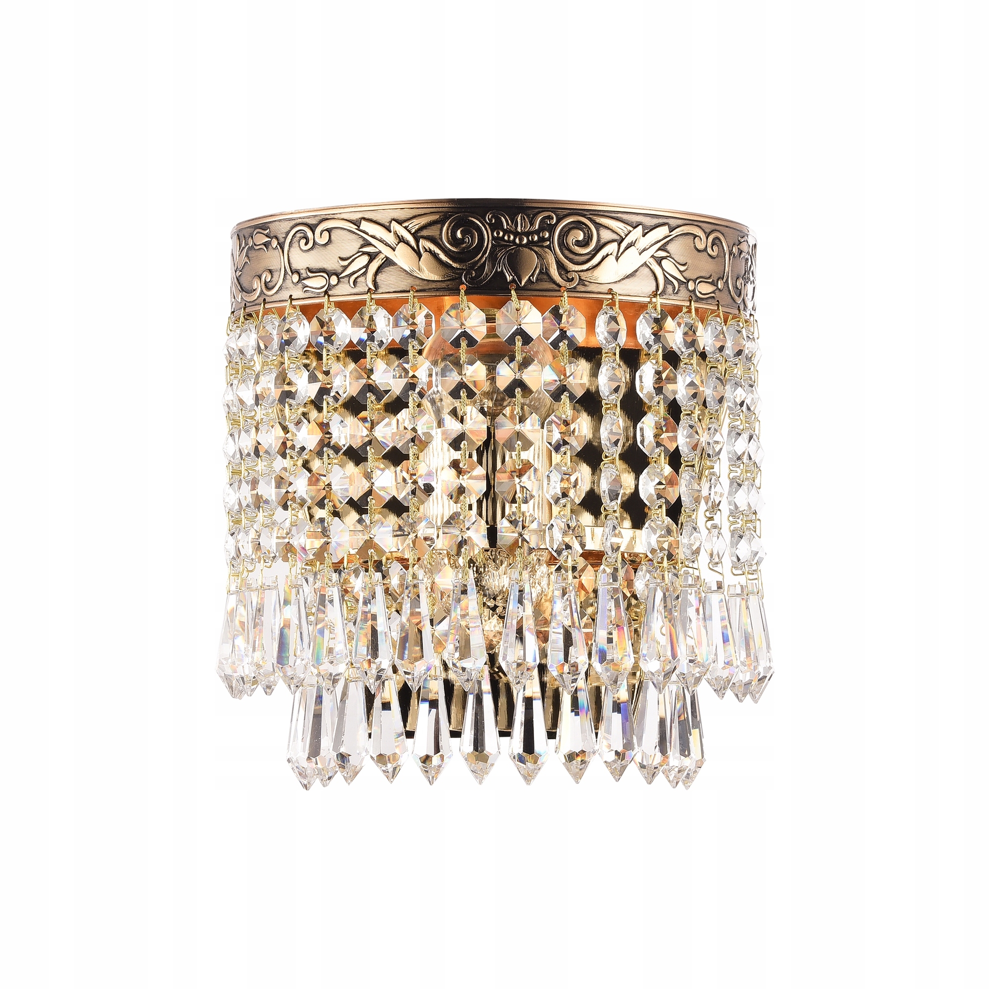 Zlatá kráľovská nástenná lampa s glamour kryštálikmi Maytoni
