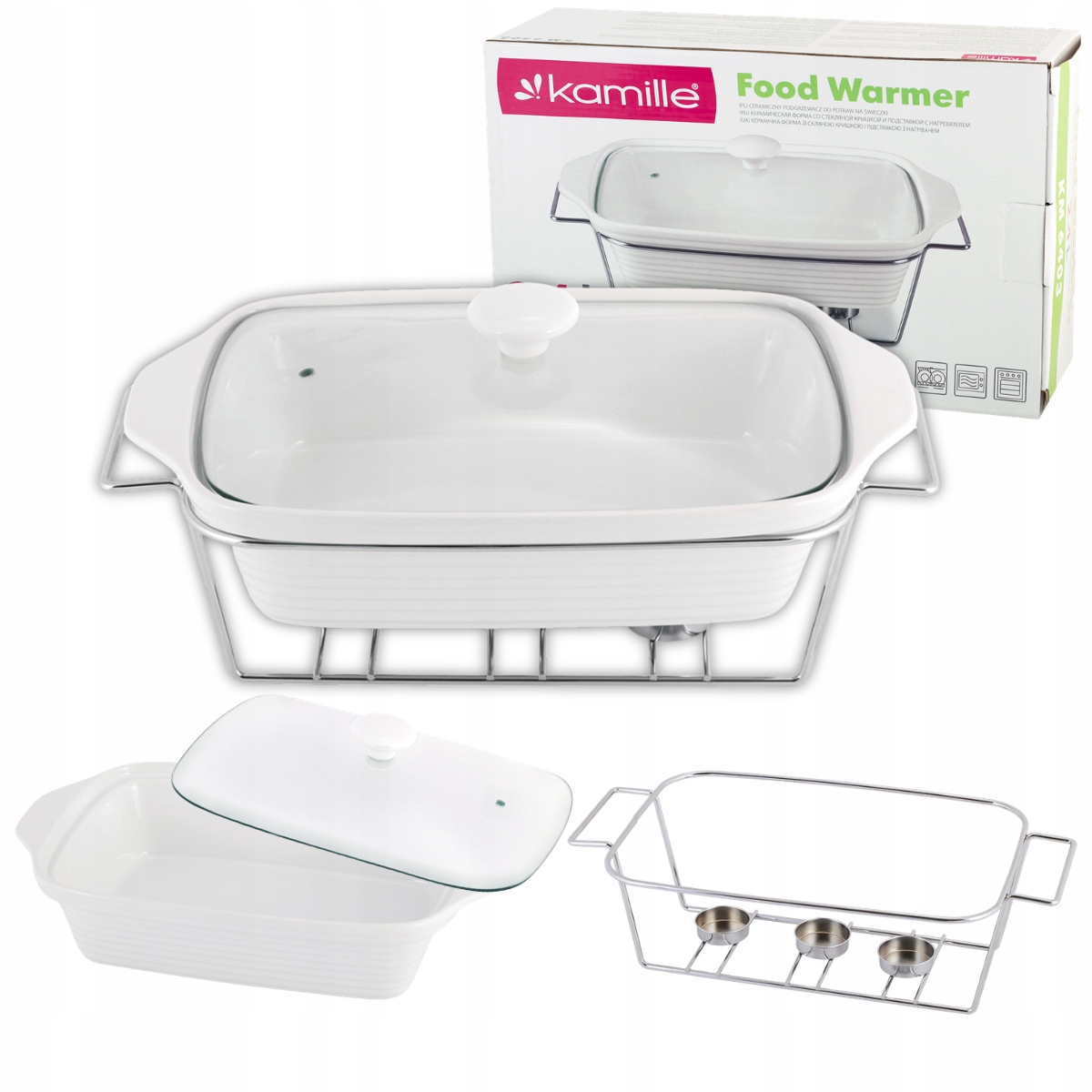 Keramická Žáruvzdorná Nádoba s Ohřívačem 2,4 L s víkem Kamille