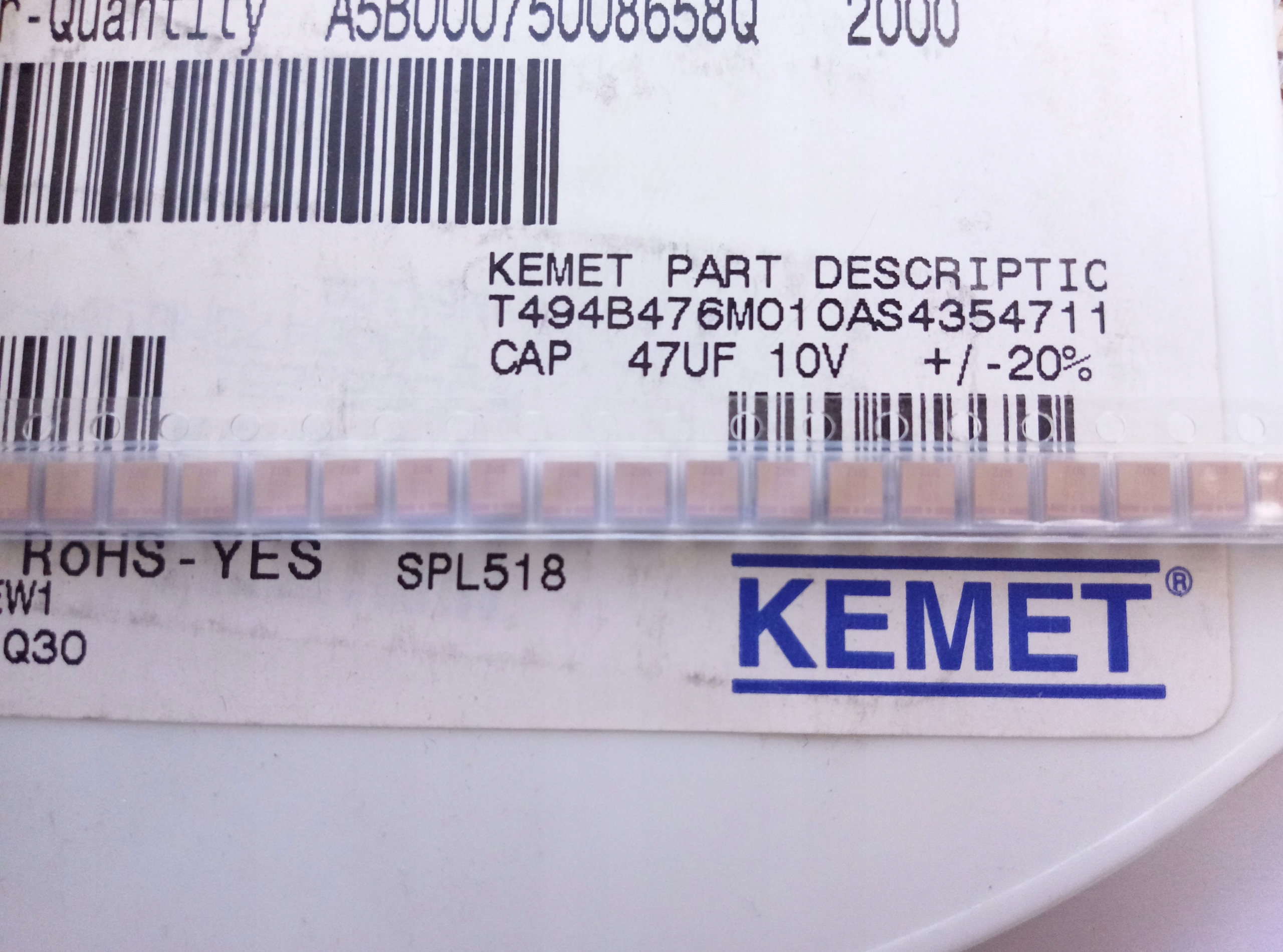 [10szt] 47uF 10V B Tantal Smd kondensator Kemet