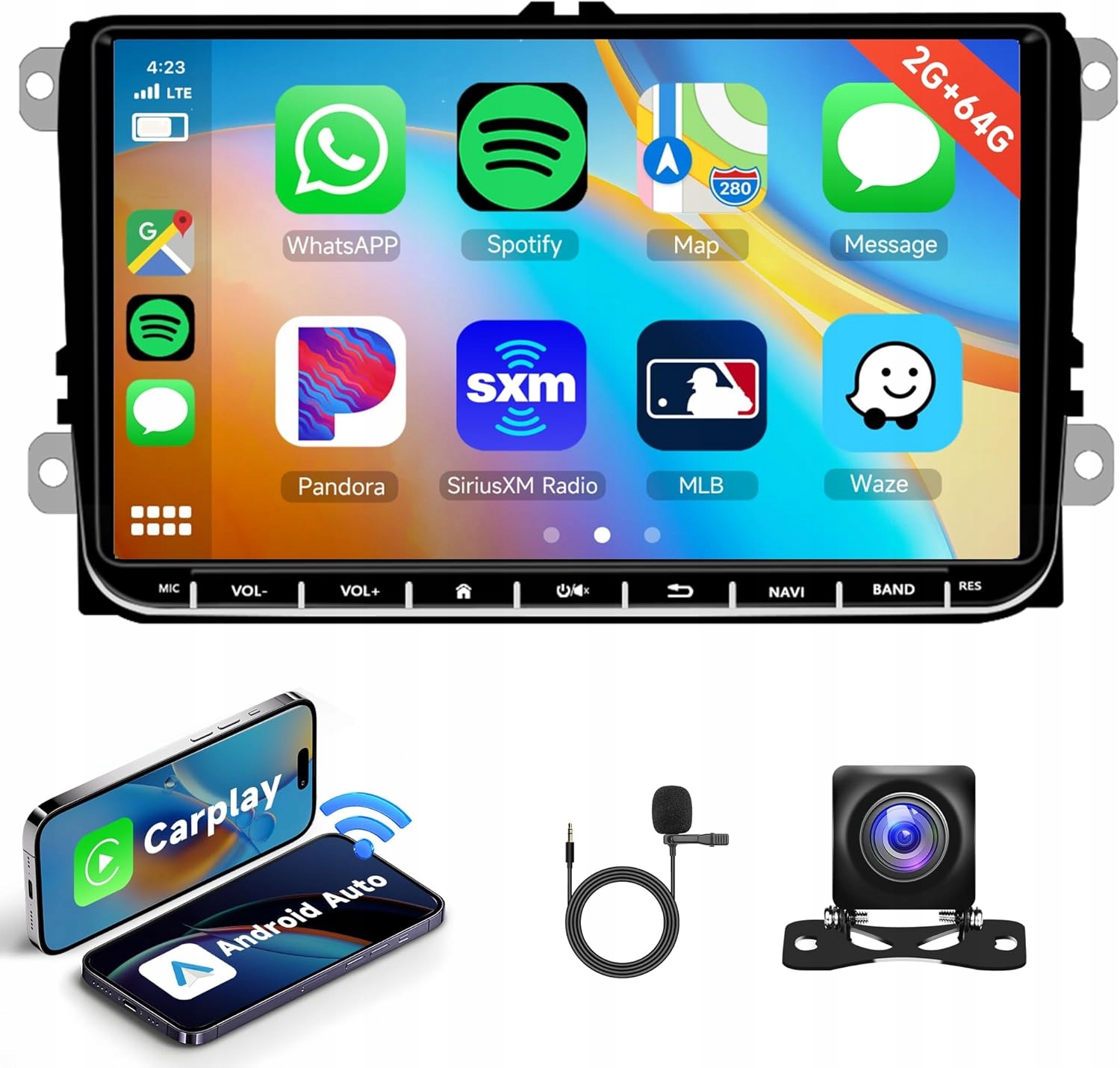 Bezdrátové autorádio s Android Auto a Carplay, 9 palců