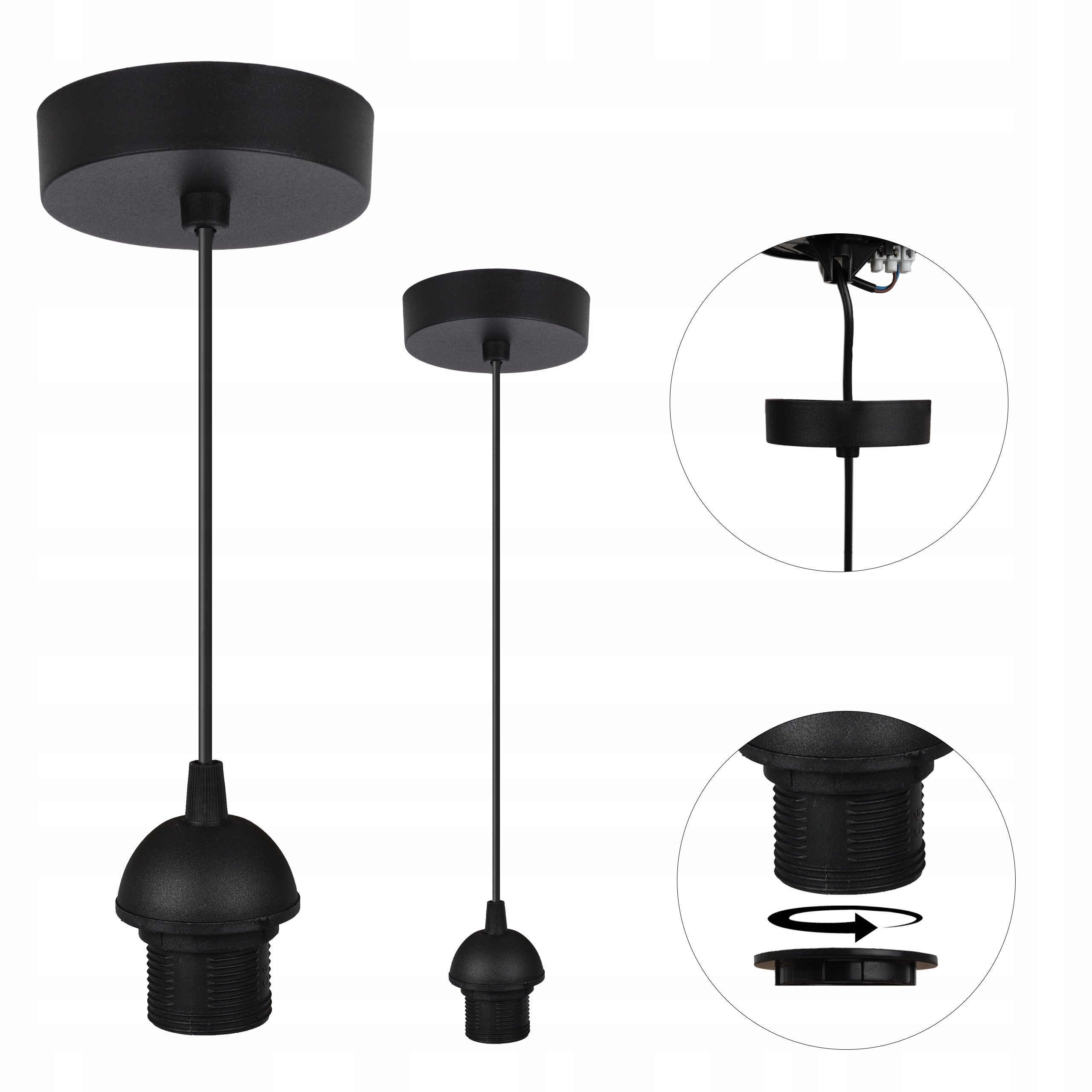 LINKA DO LAMPY WISZĄCEJ SUFITOWEJ Z OPRAWĄ CZARNA GWINT E27 102,5CM Stan opakowania oryginalne