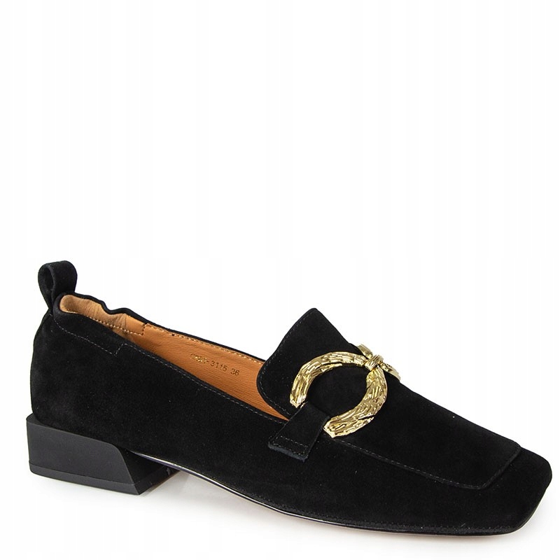 S.barski CR61-3115 Černé Kožené Semišové Mokasíny S Ozdobou 38