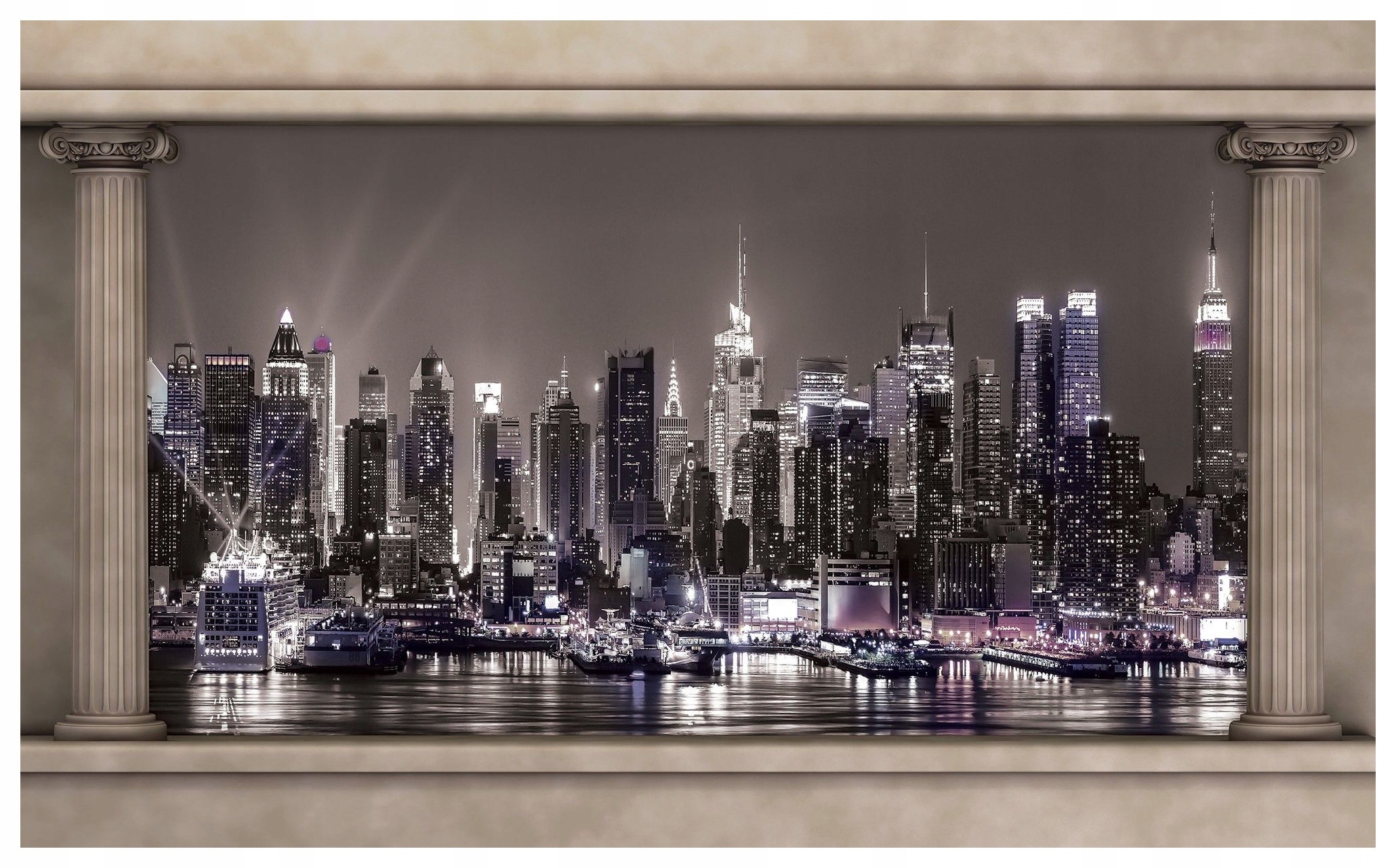 Vliesová fototapeta Noční panorama města s sloupy 250x175 lepidlo