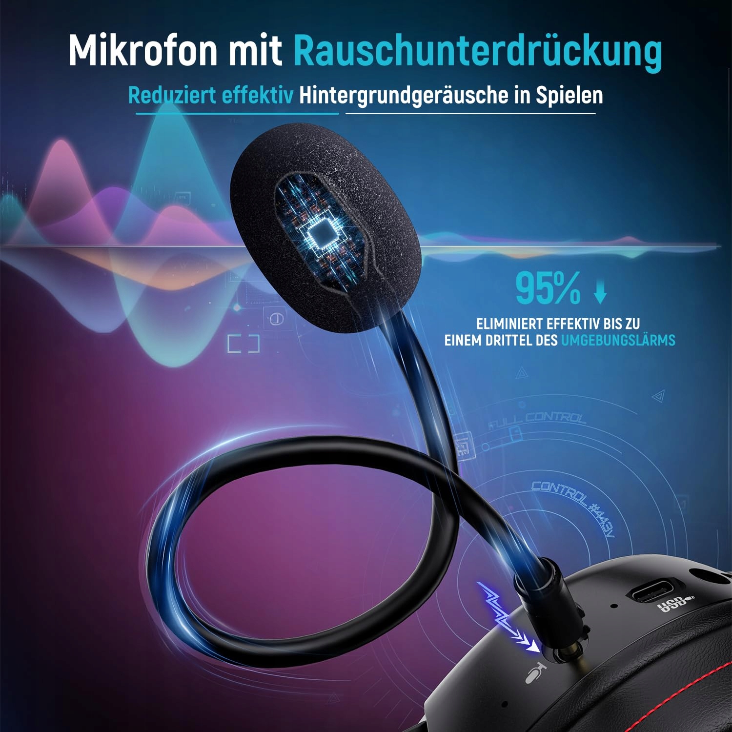 OZEINO Bezprzewodowy Zestaw Słuchawkowy Gamingowy PC PS4 PS5 Mac USB TypeC — miniatura 3