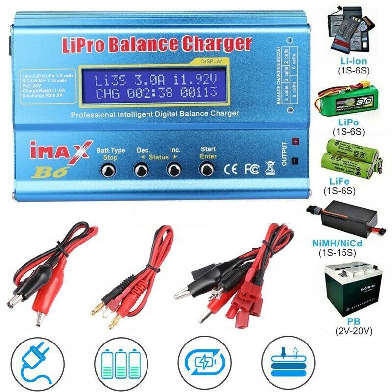 LIPO ŁADOWARKA BALANSOWA, IMAX B6 80W CYFROWY LCD ŁADOWARKA DO RÓWNOLEGŁEGO Stan opakowania oryginalne
