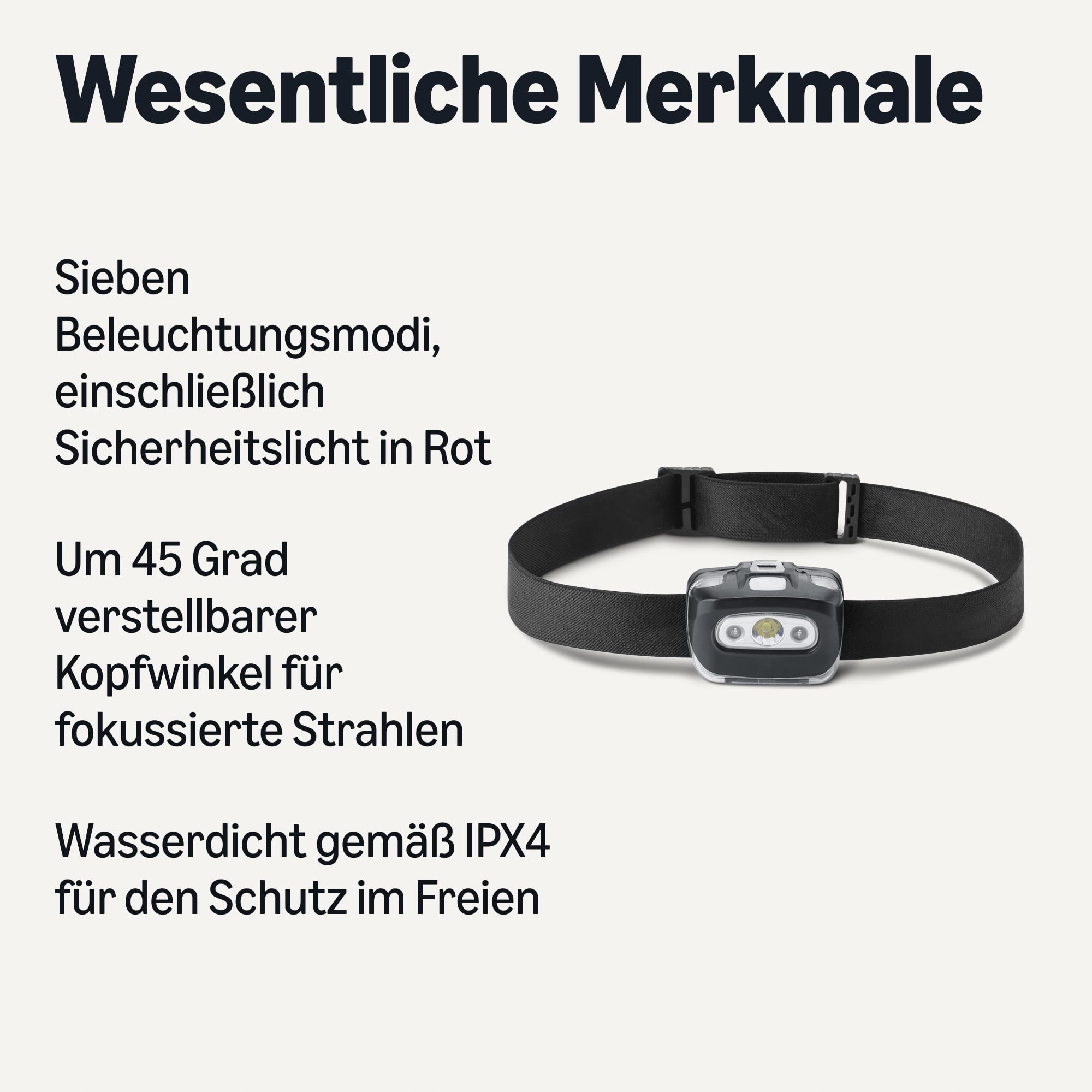 AMAZON BASICS Latarka Czołowa LED 7 Trybów Wodoodporna Campingowa 2 Sztuki — miniatura 2