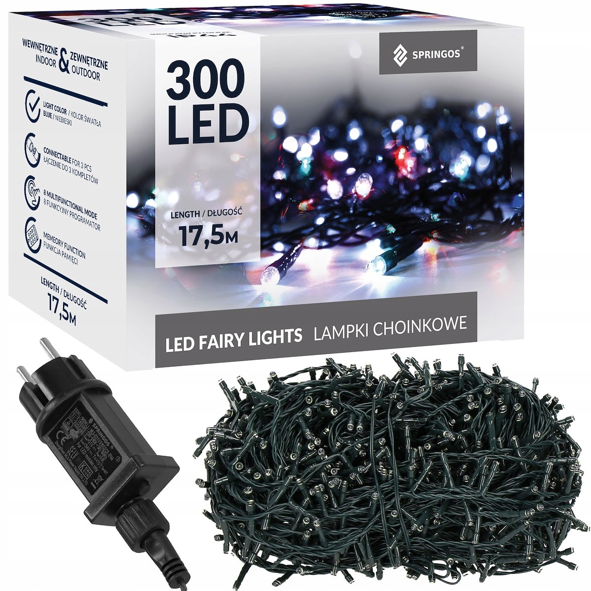LAMPKI CHOINKOWE 300 LED ZEWNĘTRZNE STAŁE ŚWIATŁO KURTYNA ŚWIETLNA IP44 Kod producenta CL4081