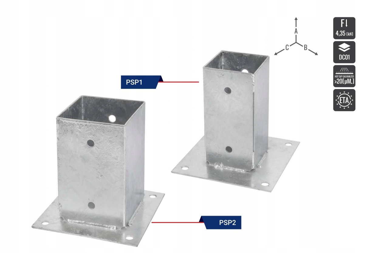 PODSTAWA SŁUPA PRZYKRĘCANA WSPORNIK KOTWA 150x140x140 mm Kod producenta PSP5