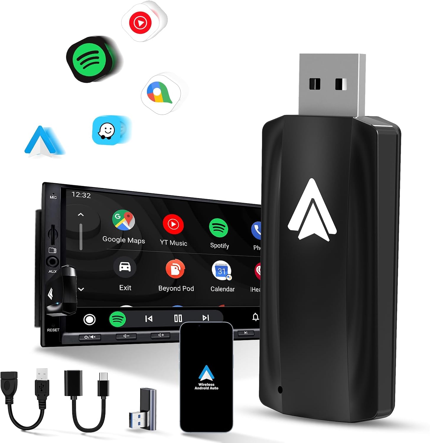 Adaptér Android Auto Bezdrôtový U2A-AIR 5G WiFi Usb čierny